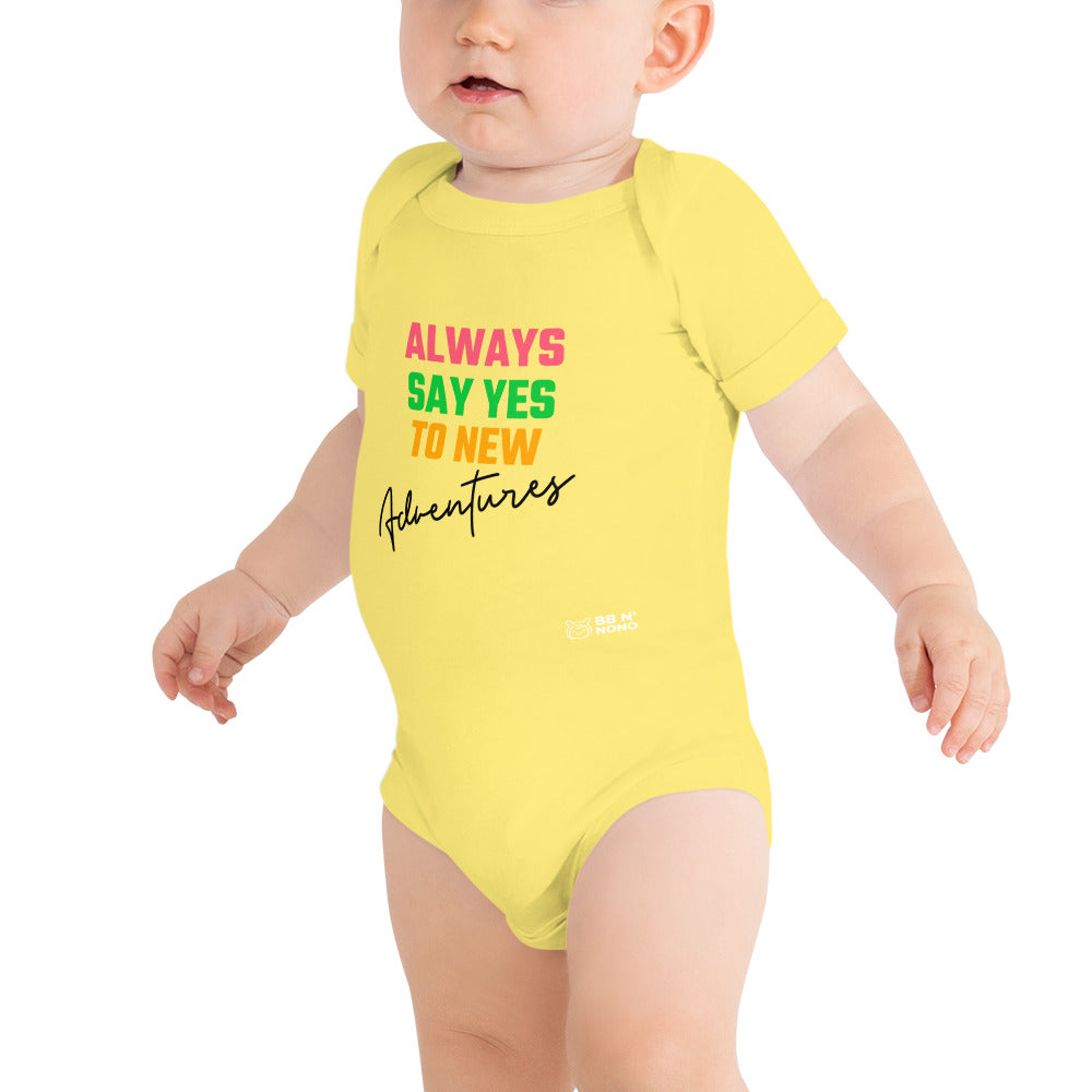 Always say yes to new, adventurer - Baby short sleeve one piece (rainbow)