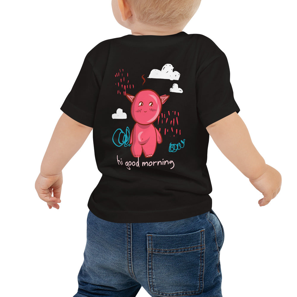 Cute little monster - Baby Jersey Short Sleeve Tee (back print)