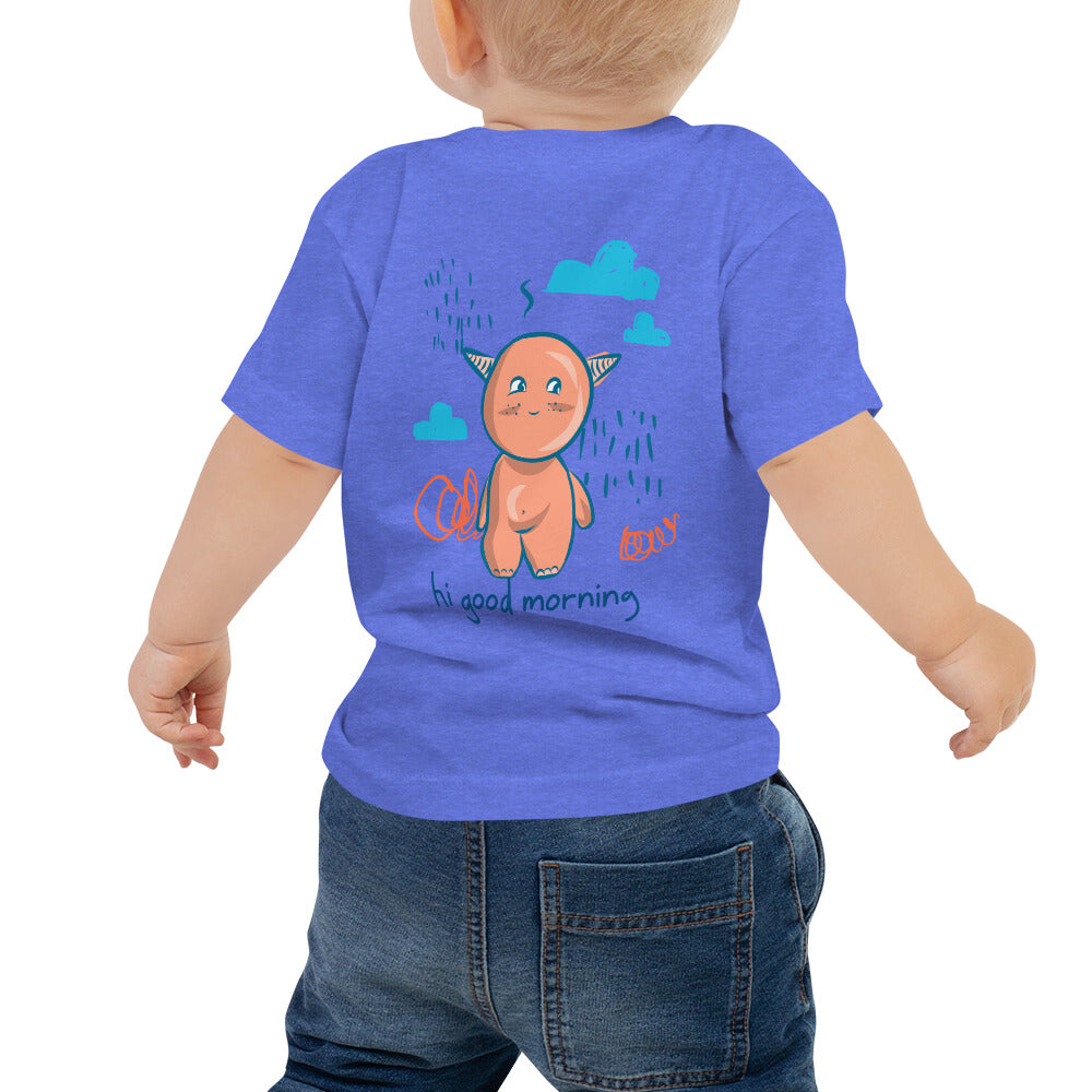 Cute little monster - Baby Jersey Short Sleeve Tee (back print)