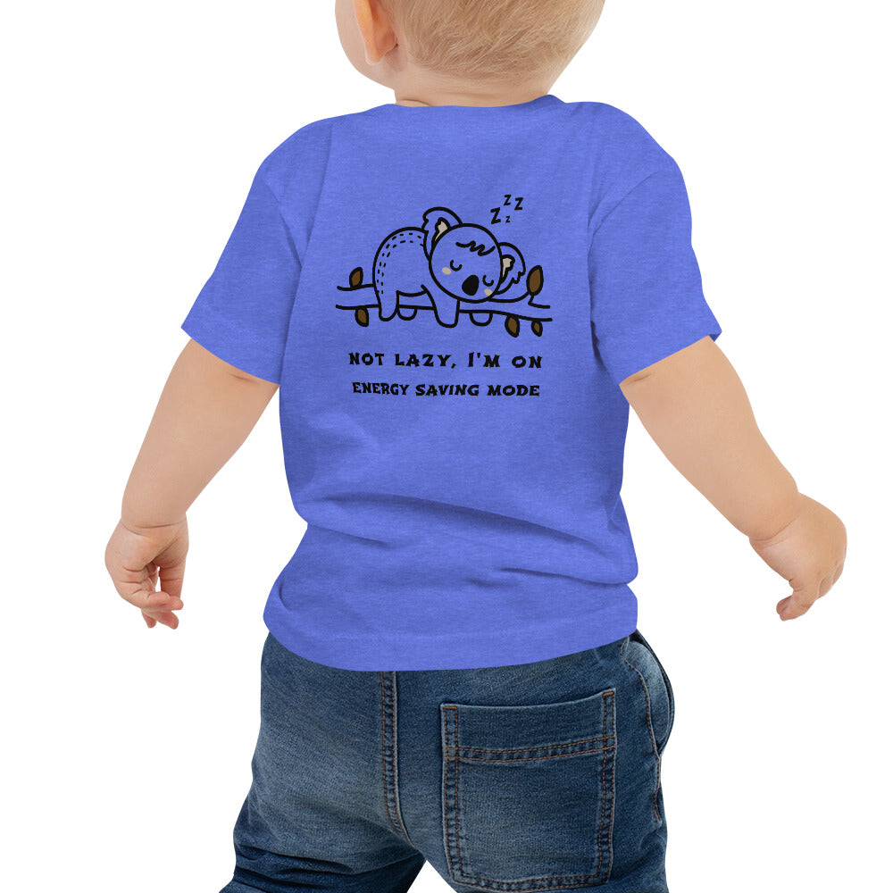 Not lazy, I'm on energy saving mode - Baby Jersey Short Sleeve Tee (back print)