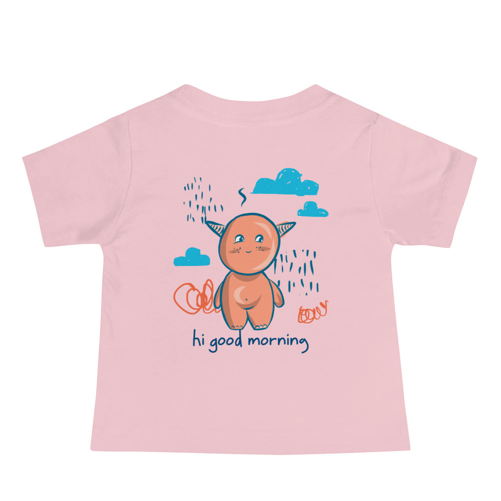 Cute little monster - Baby Jersey Short Sleeve Tee (back print)