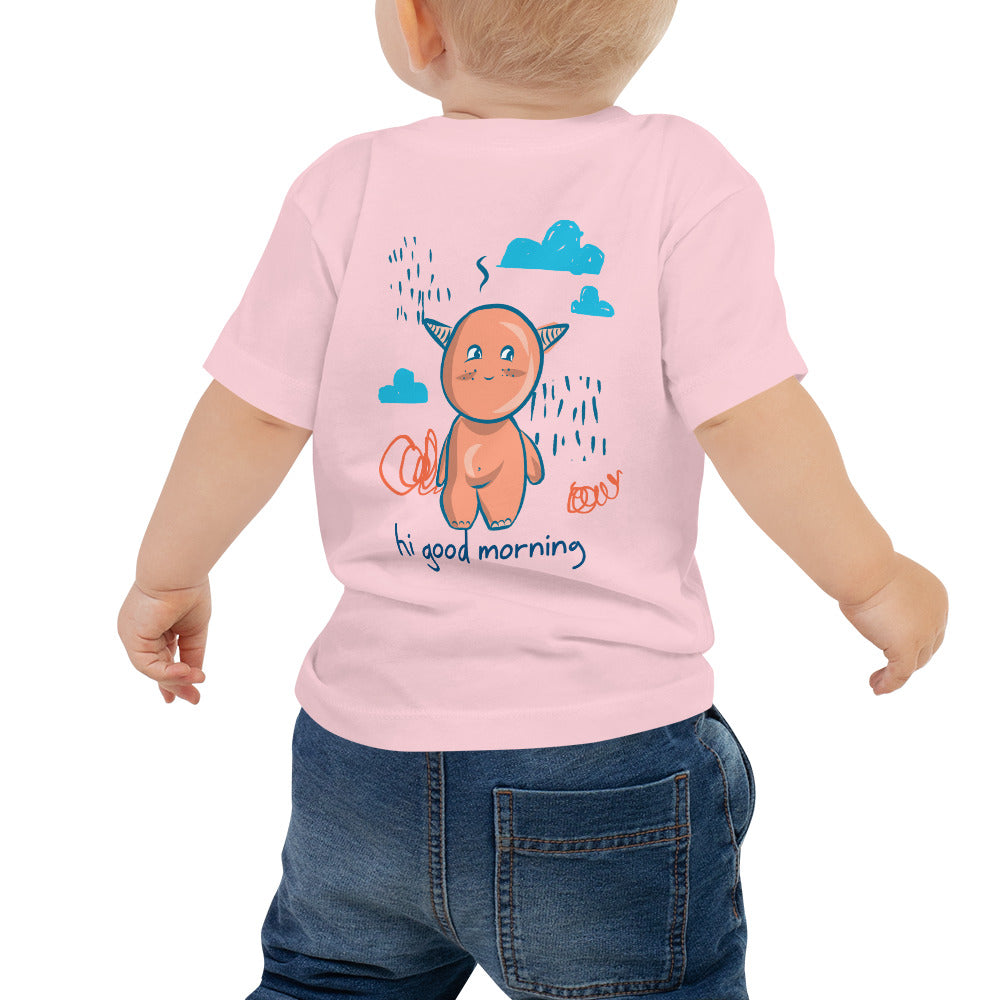 Cute little monster - Baby Jersey Short Sleeve Tee (back print)