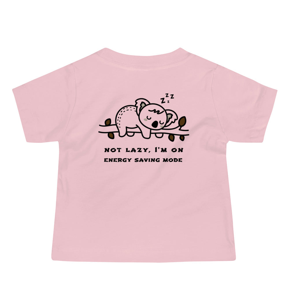 Not lazy, I'm on energy saving mode - Baby Jersey Short Sleeve Tee (back print)