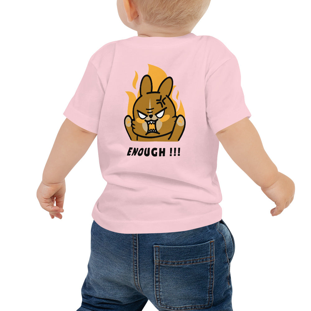 Enough!! - Baby Jersey Short Sleeve Tee (back print)