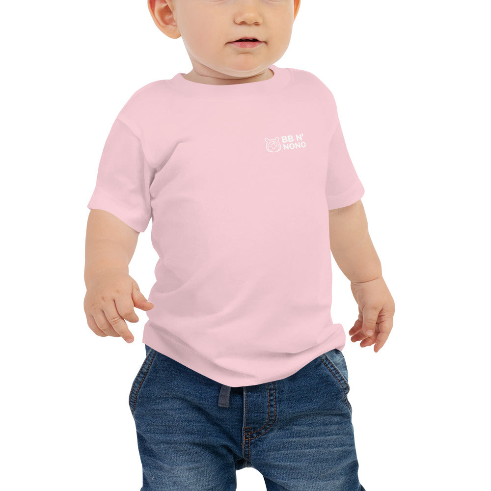 Always say yes to new, adventurer - Baby Jersey Short Sleeve Tee (back print)