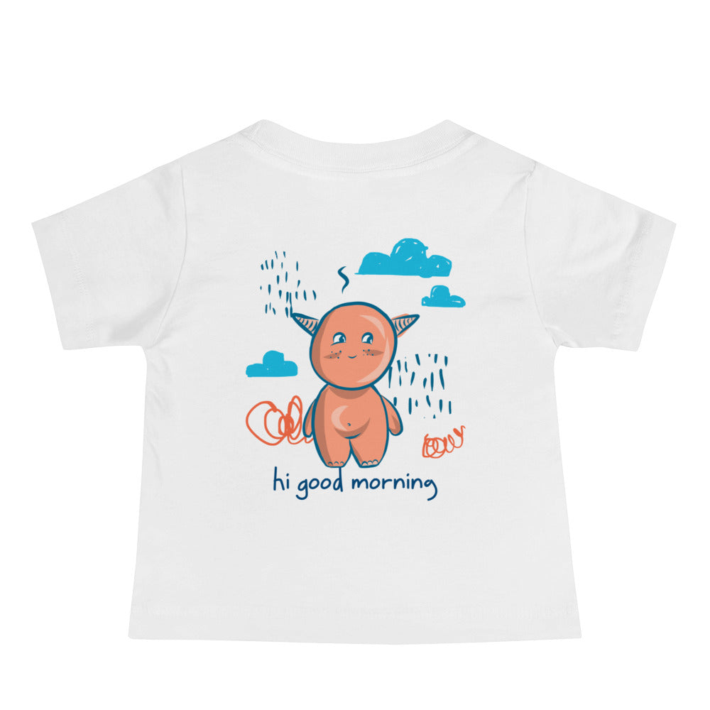 Cute little monster - Baby Jersey Short Sleeve Tee (back print)