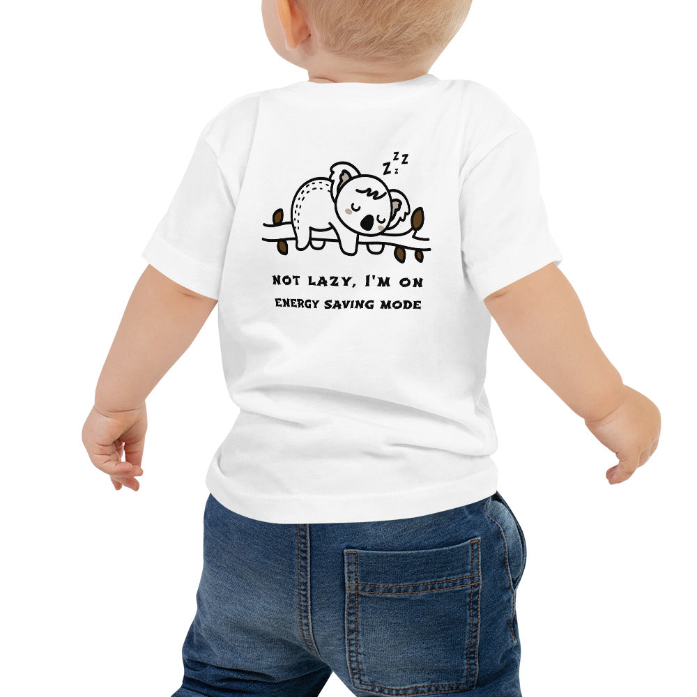 Not lazy, I'm on energy saving mode - Baby Jersey Short Sleeve Tee (back print)