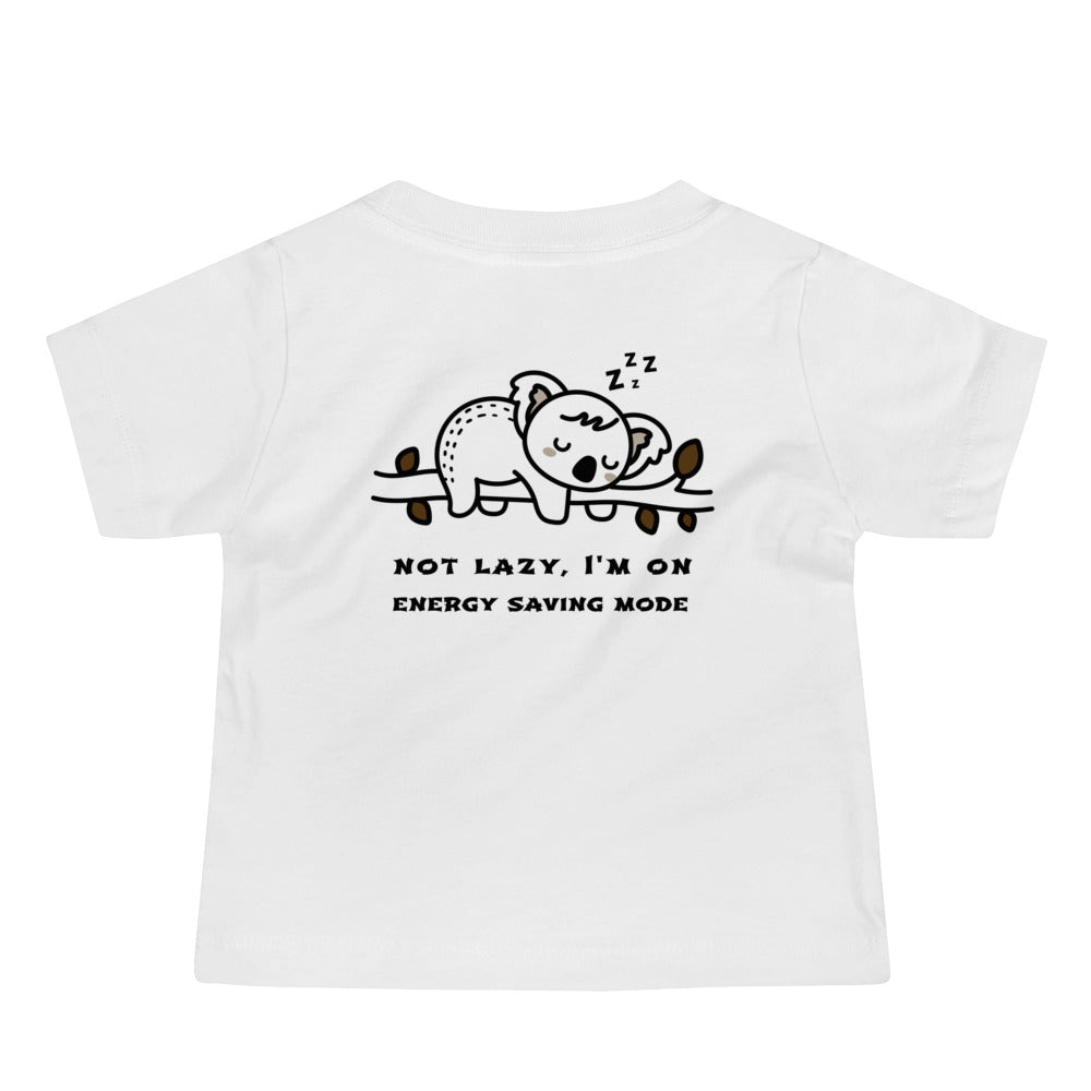 Not lazy, I'm on energy saving mode - Baby Jersey Short Sleeve Tee (back print)