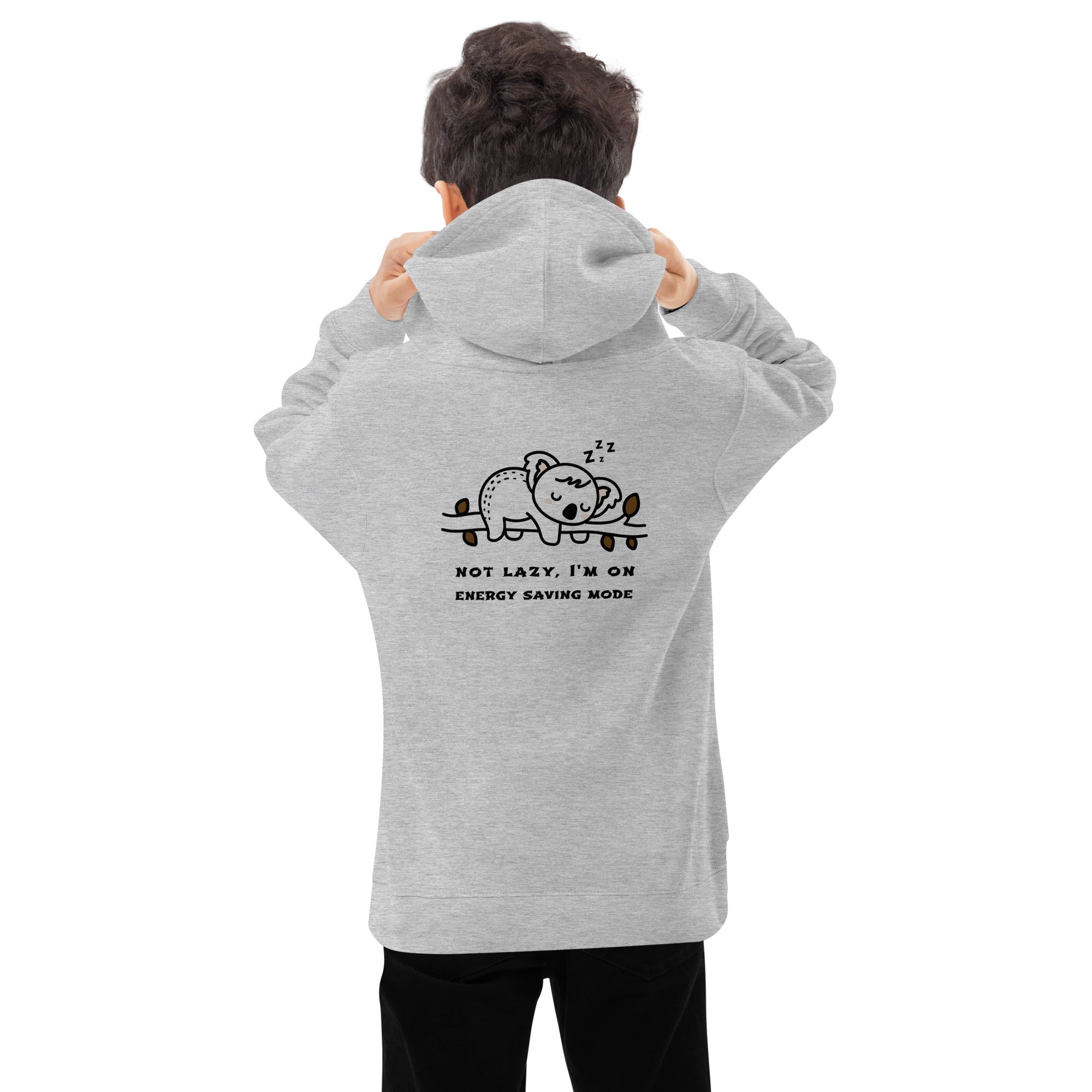 Not lazy, I'm on energy saving mode - Kids fleece hoodie (back print)