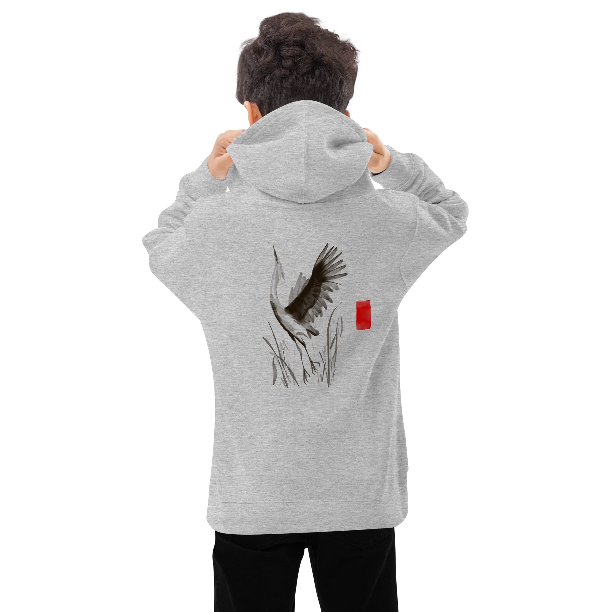 Sumi-e style - Kids fleece hoodie (back print)