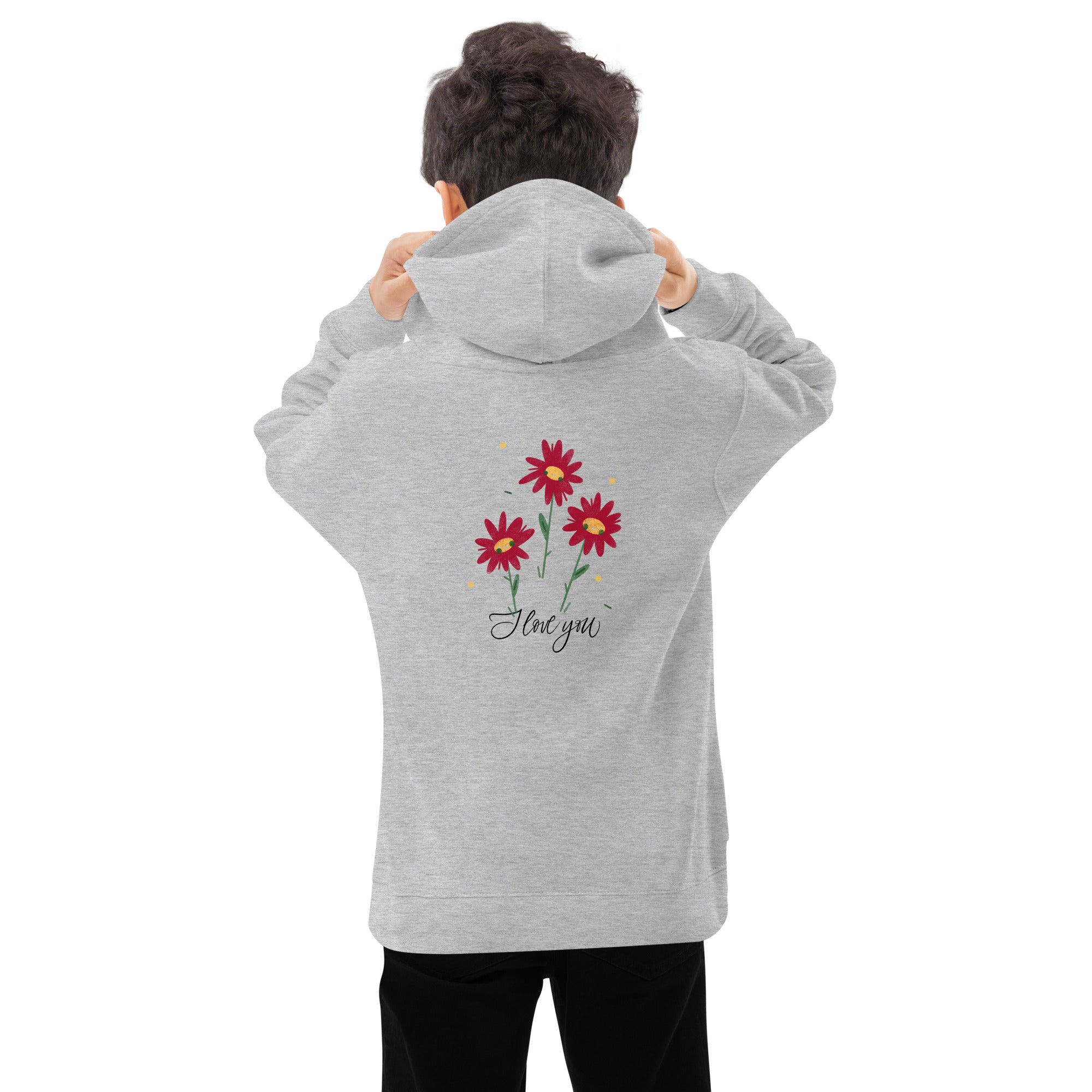 I love you - Kids fleece hoodie (back print)