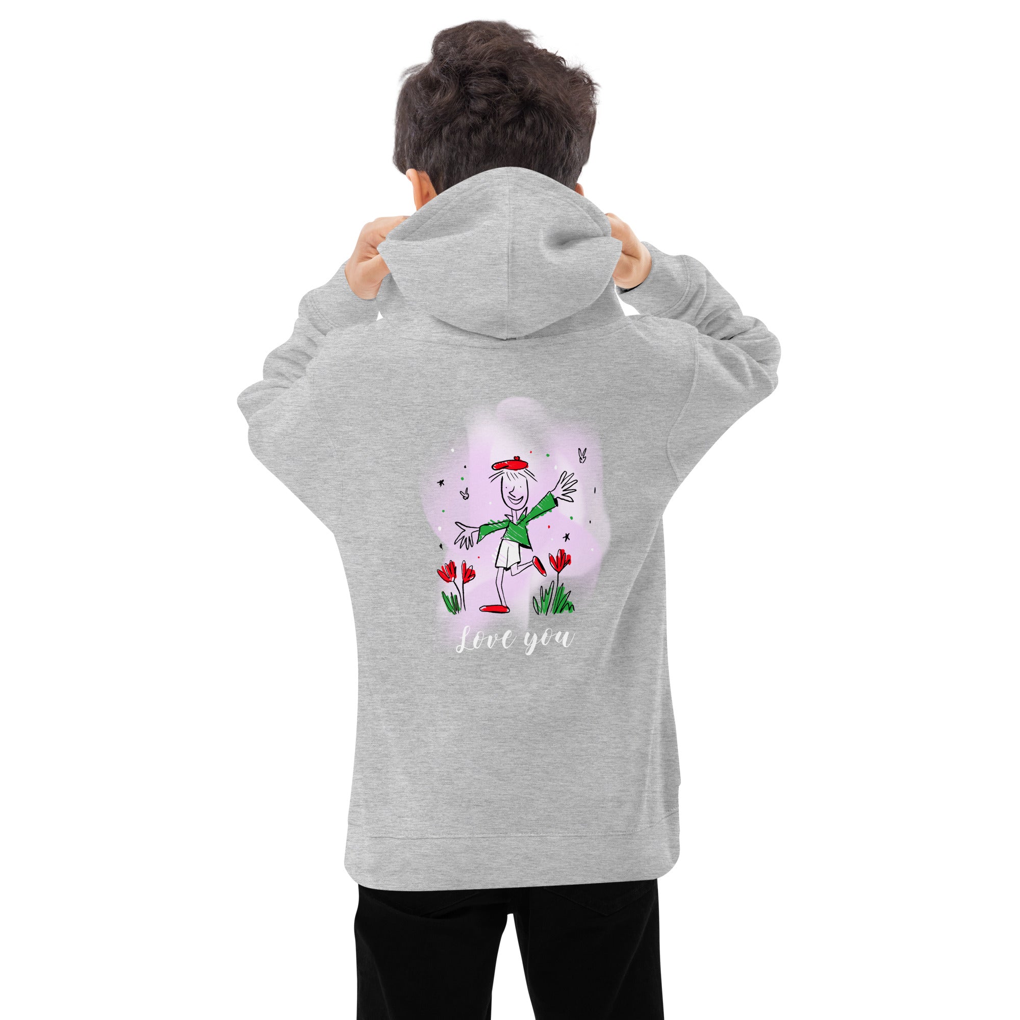 Love you - Kids fleece hoodie (back print)