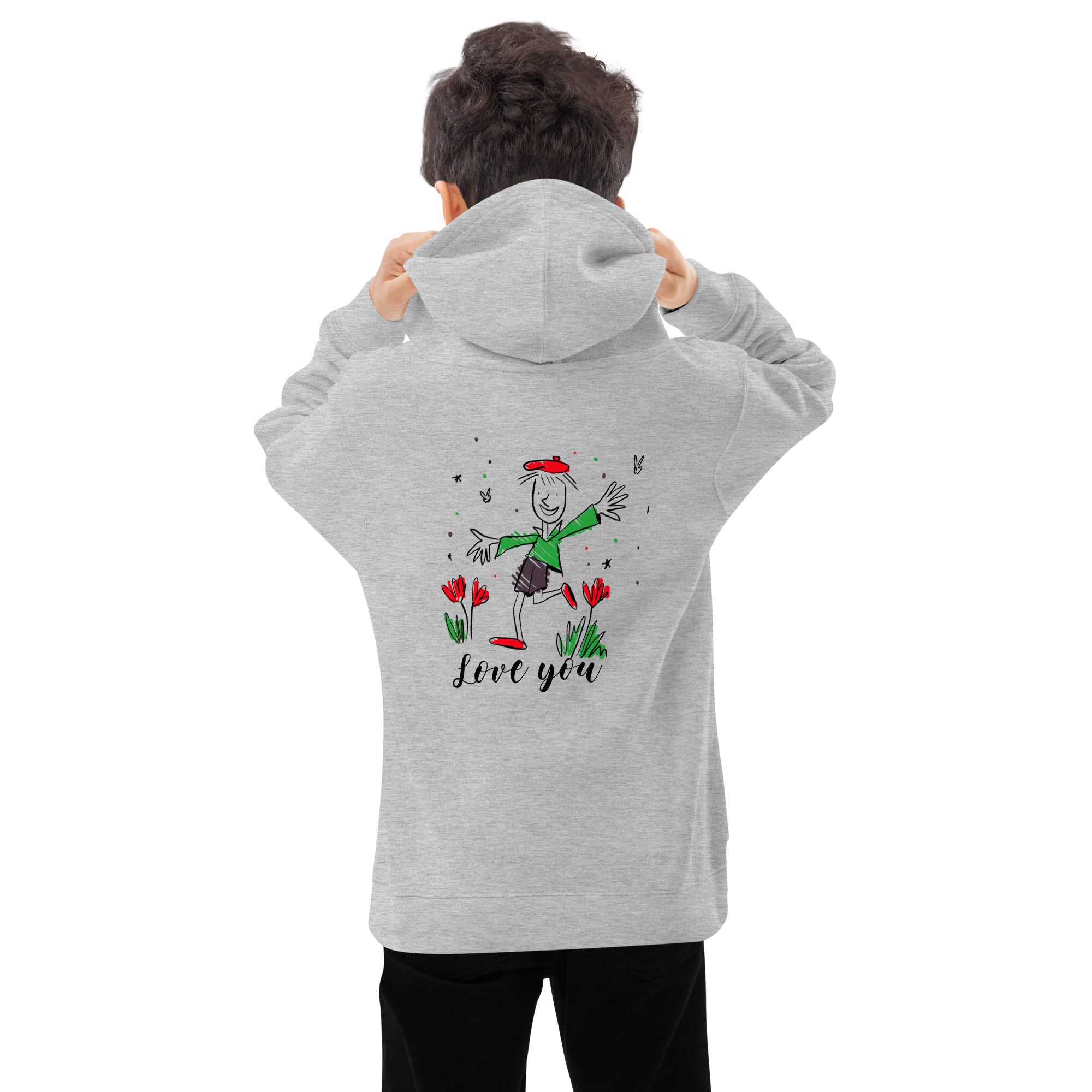 Love you - Kids fleece hoodie (back print)