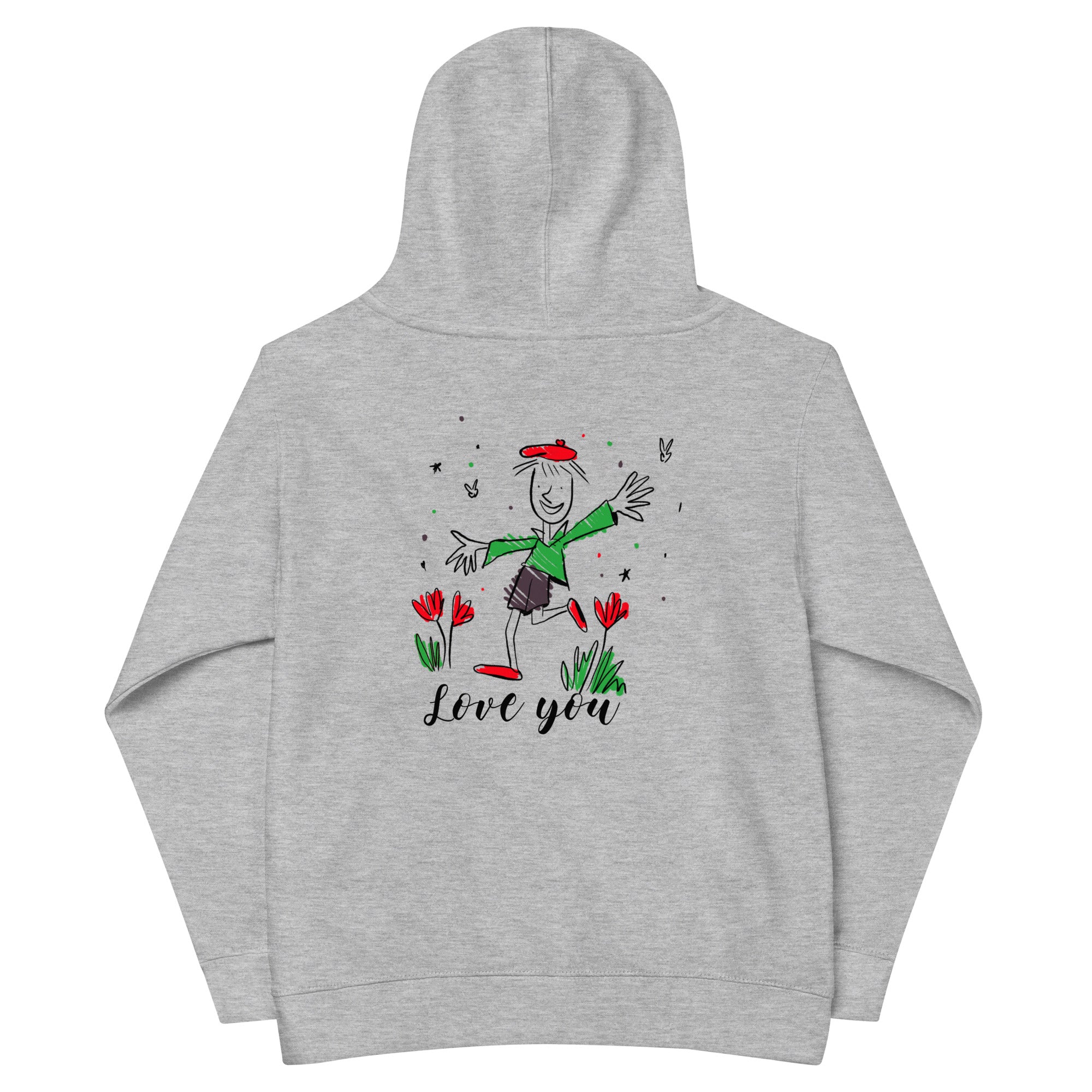 Love you - Kids fleece hoodie (back print)