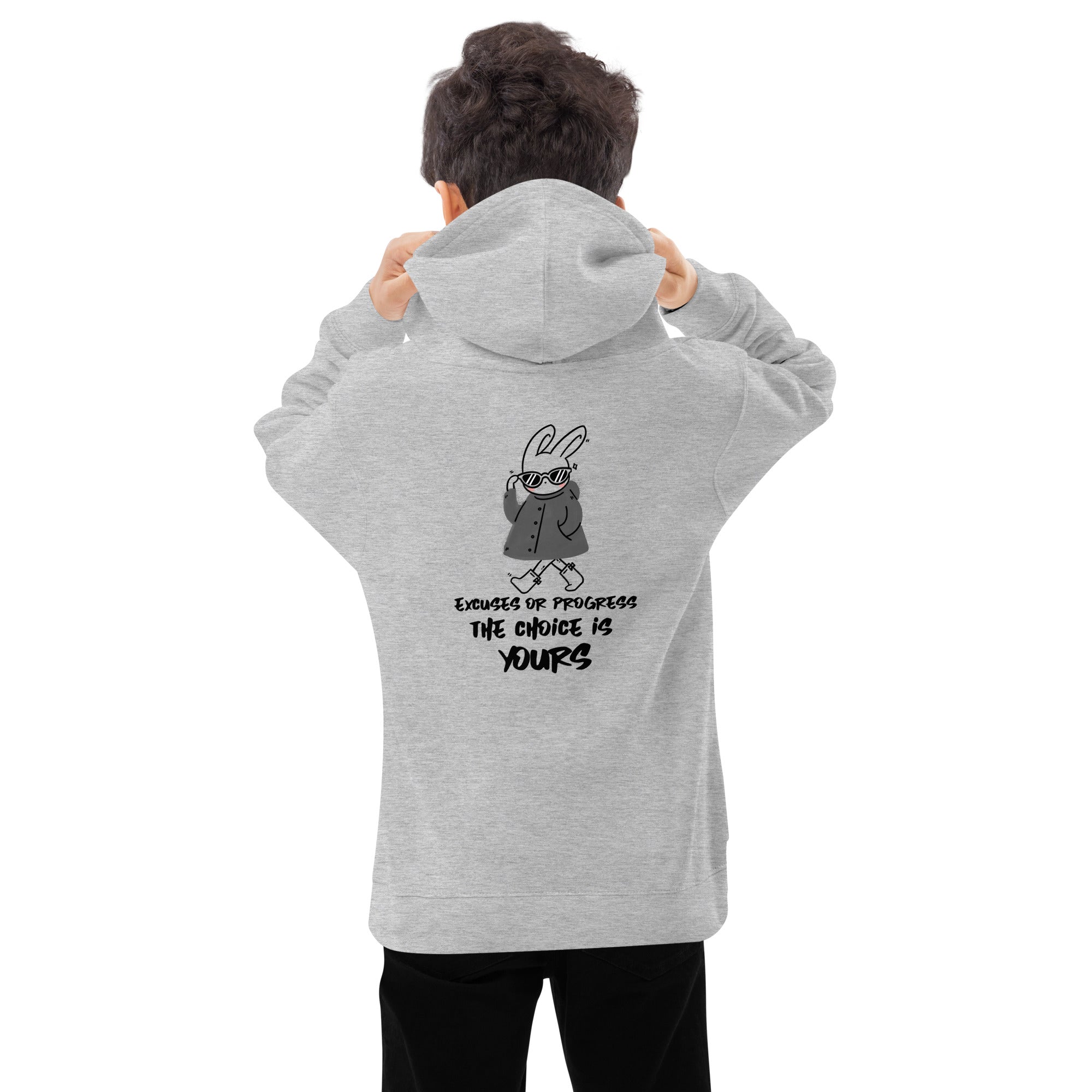 Excuses or Progress, the choice is yours - Kids fleece hoodie (back print)