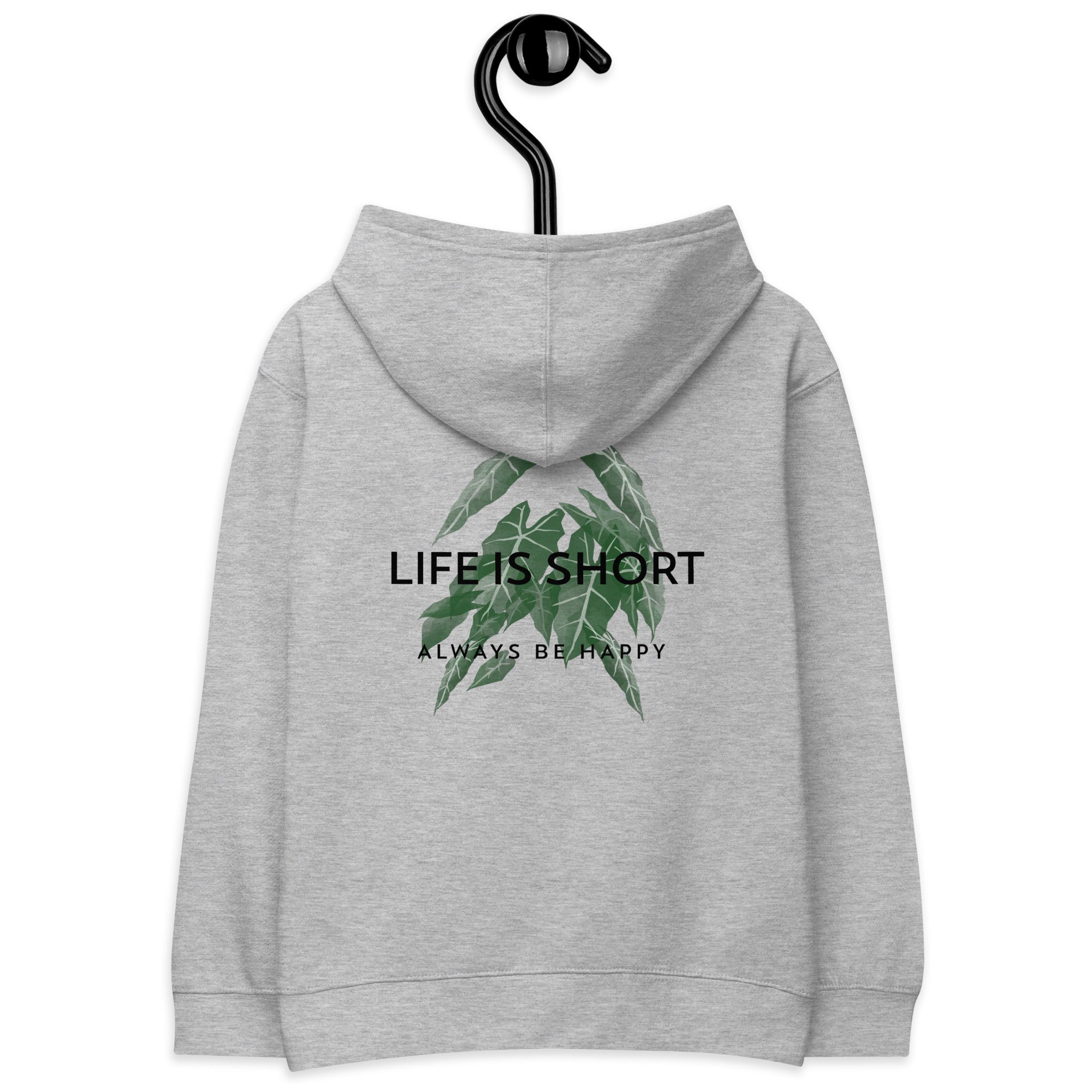 Life is short, always be happy - Kids fleece hoodie (back print)