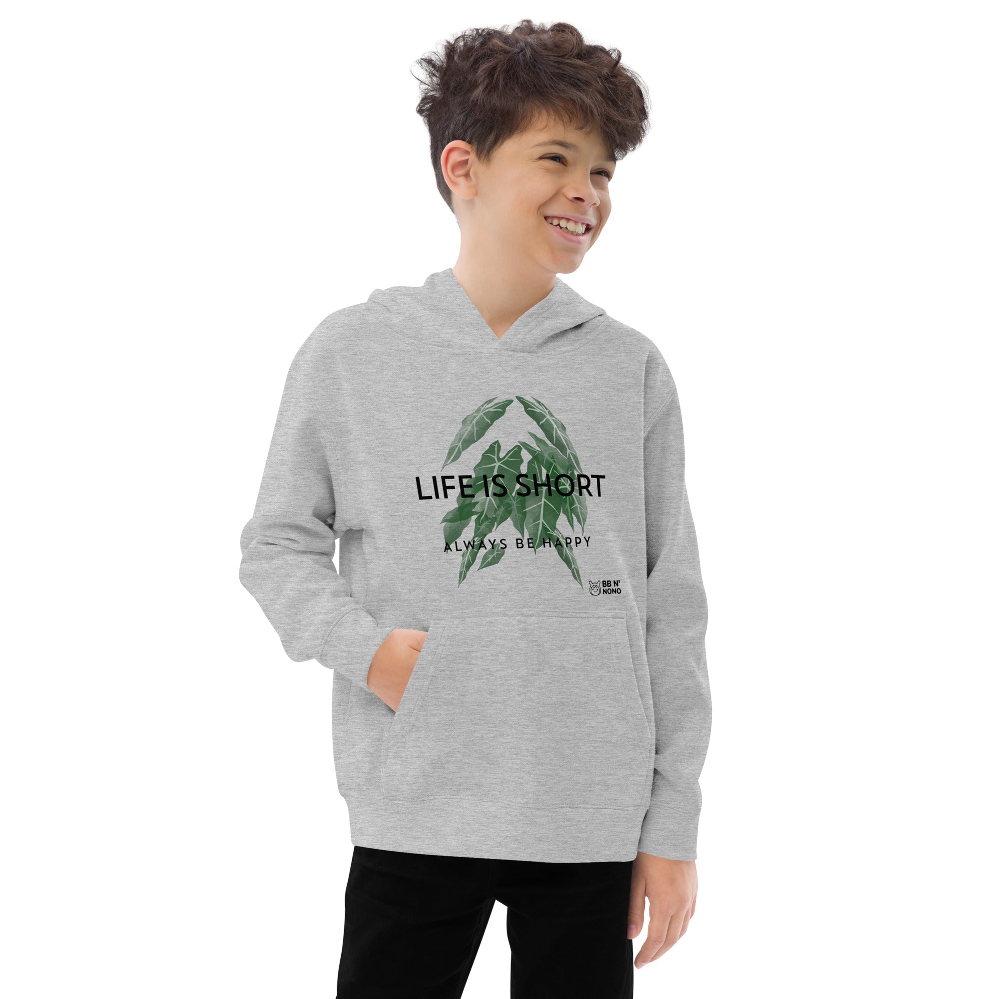 Life is short, always be happy - Kids fleece hoodie