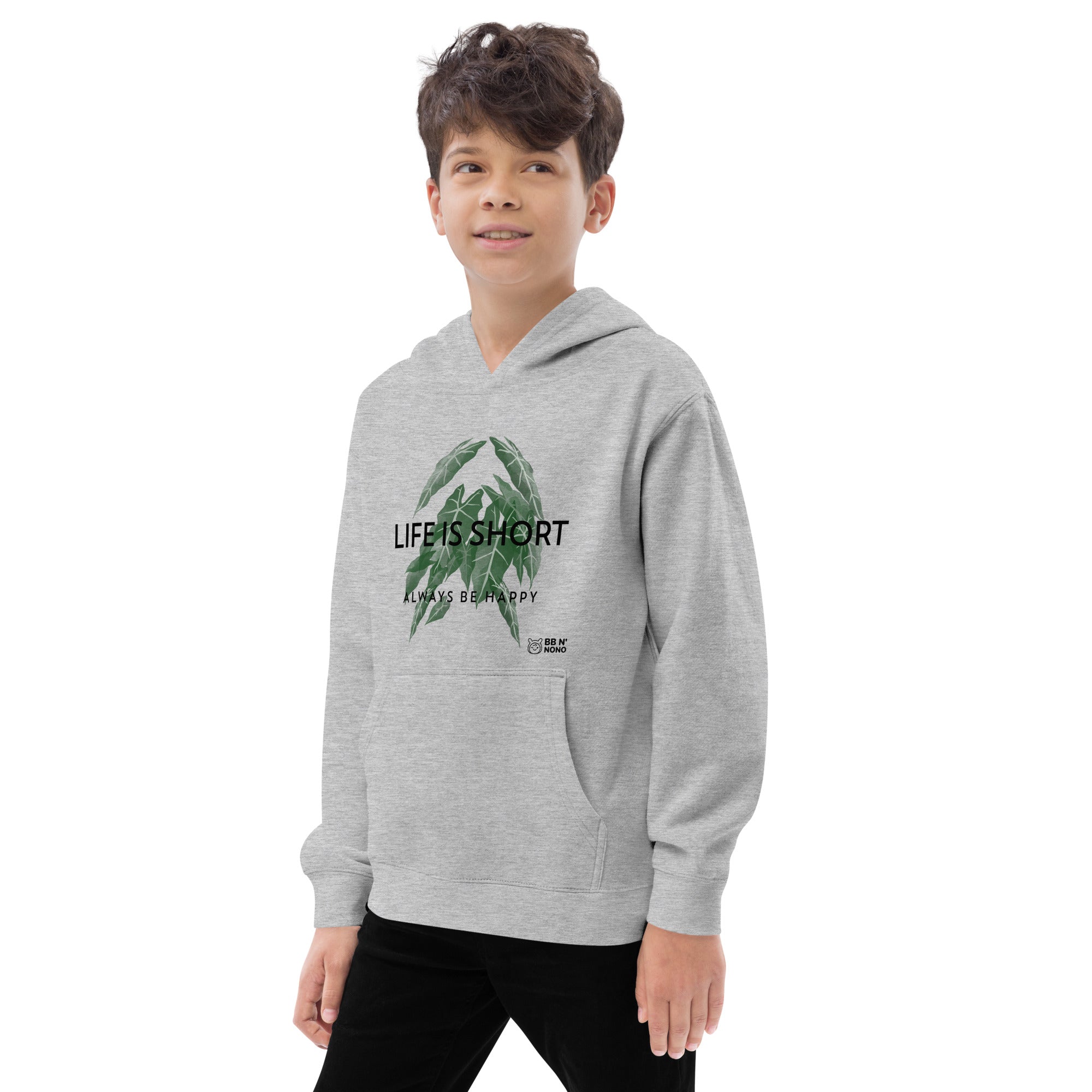 Life is short, always be happy - Kids fleece hoodie