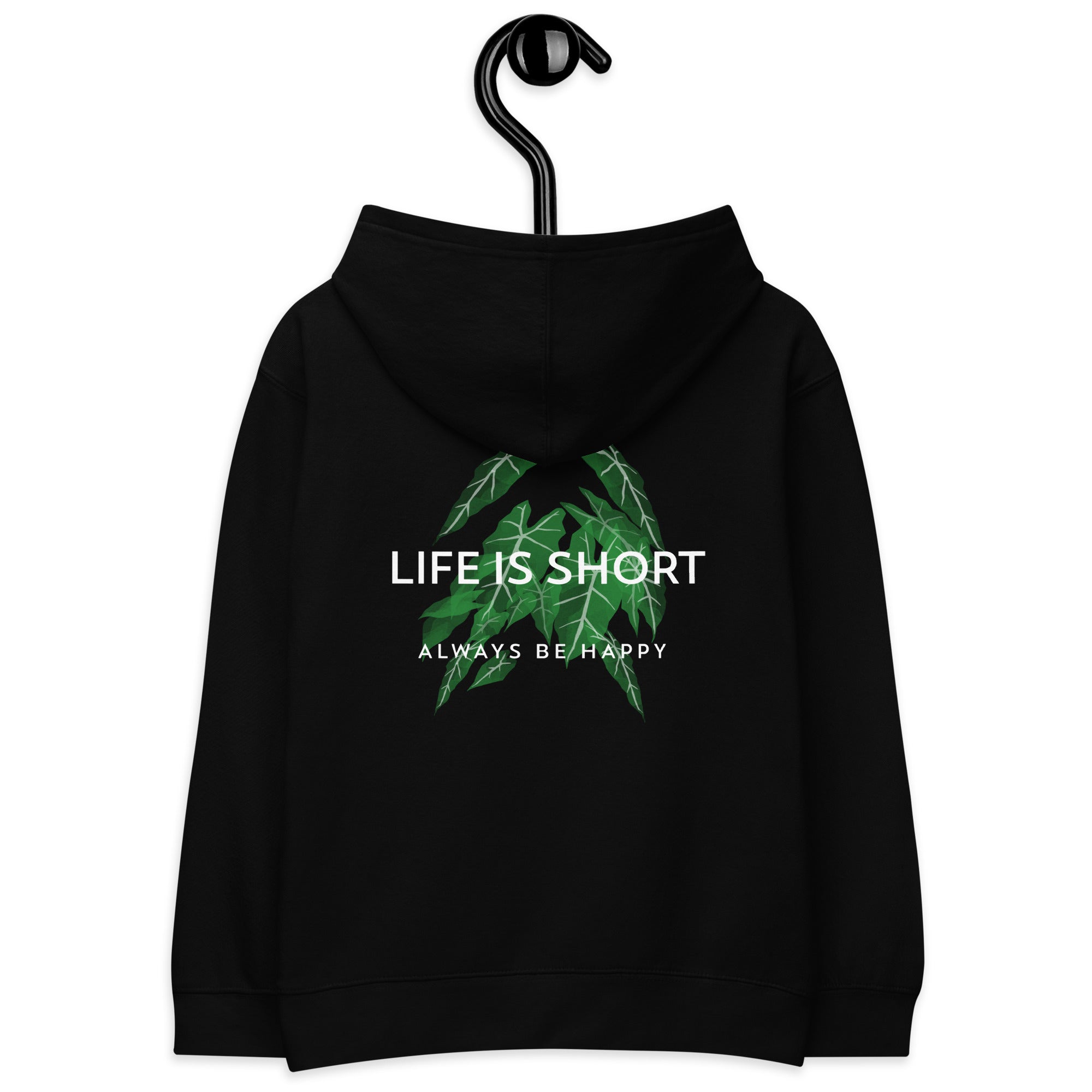 Life is short, always be happy - Kids fleece hoodie (back print)