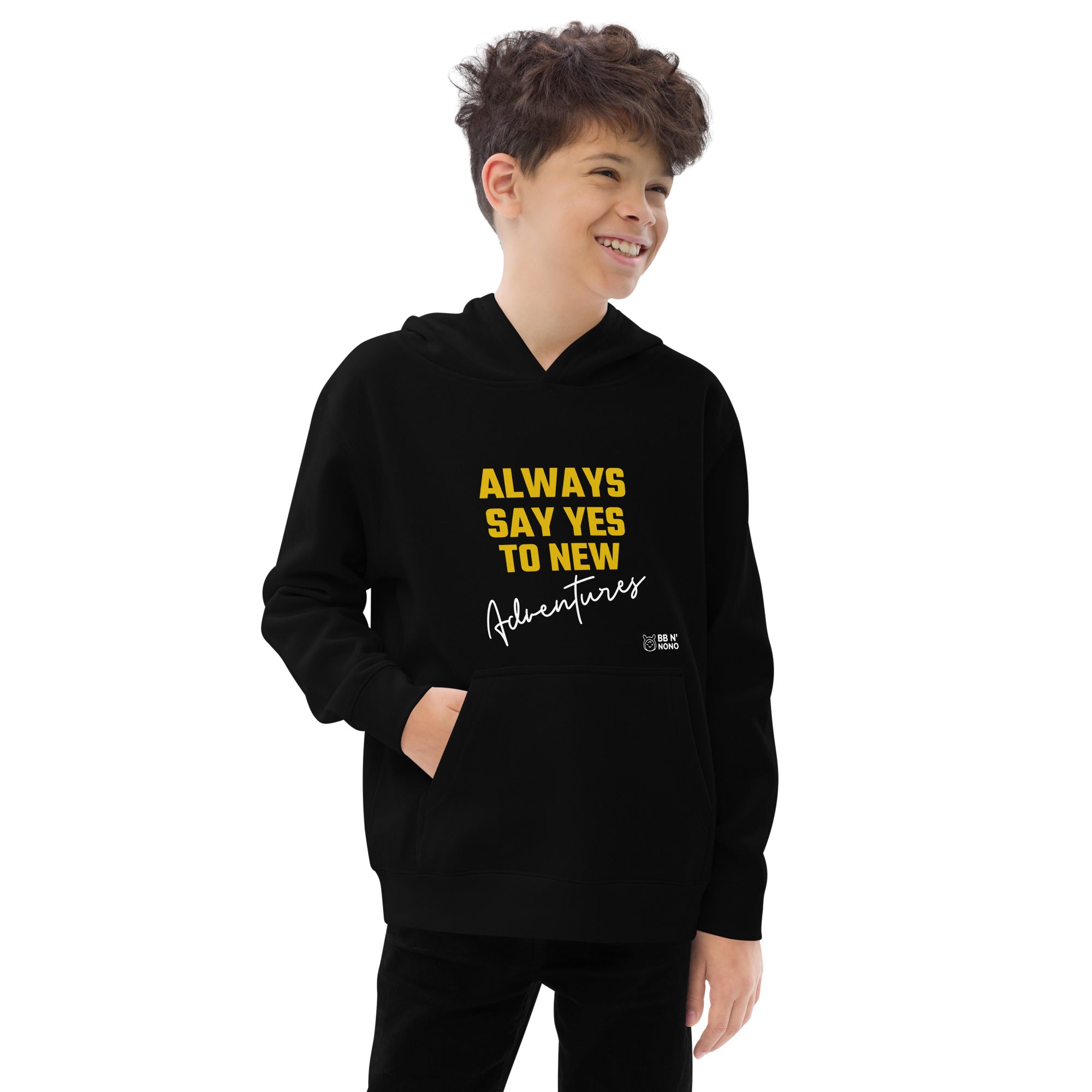 Always say yes to new, adventurer - Kids fleece hoodie