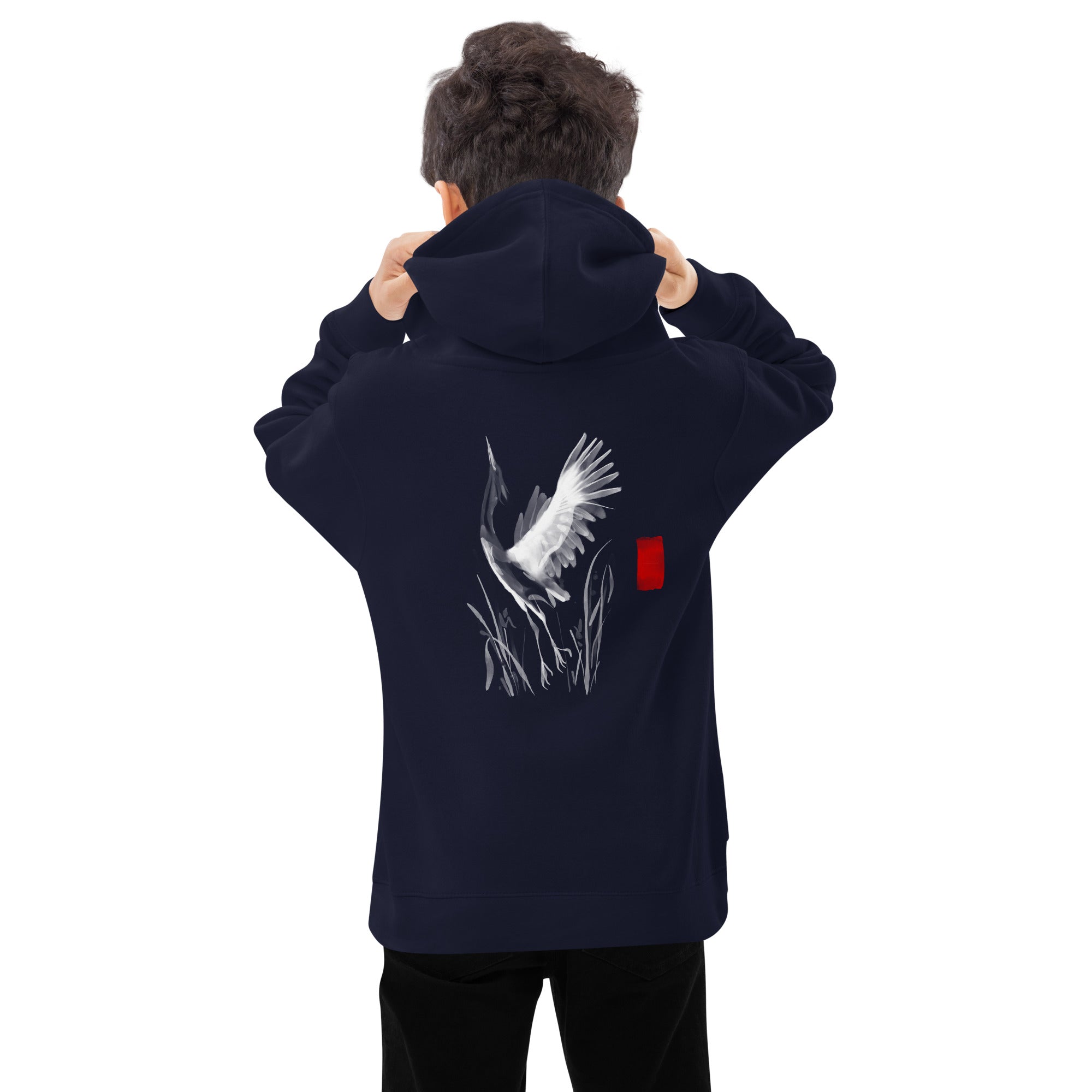 Sumi-e style - Kids fleece hoodie (back print)