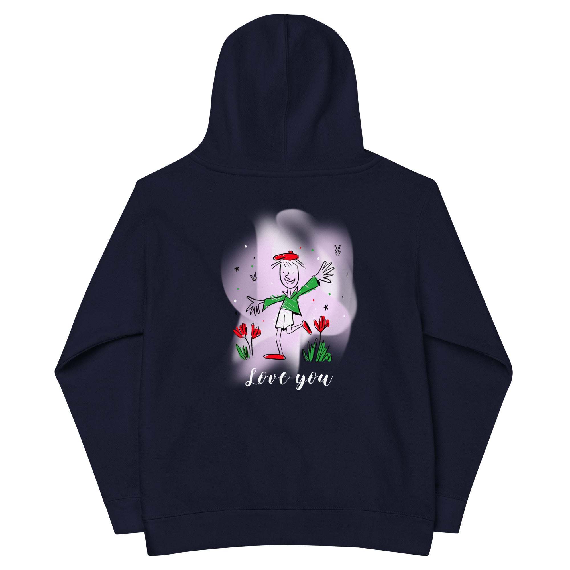 Love you - Kids fleece hoodie (back print)