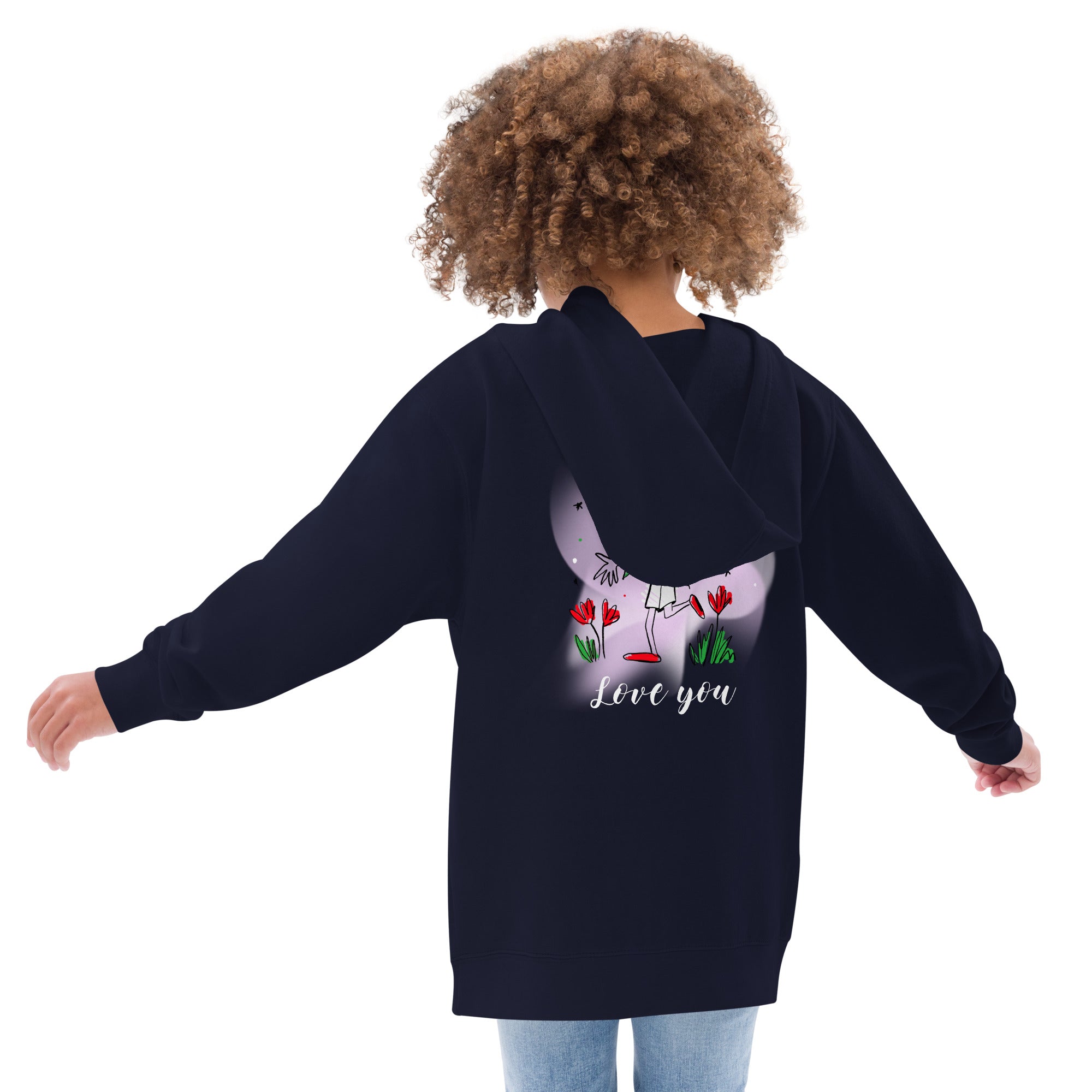 Love you - Kids fleece hoodie (back print)