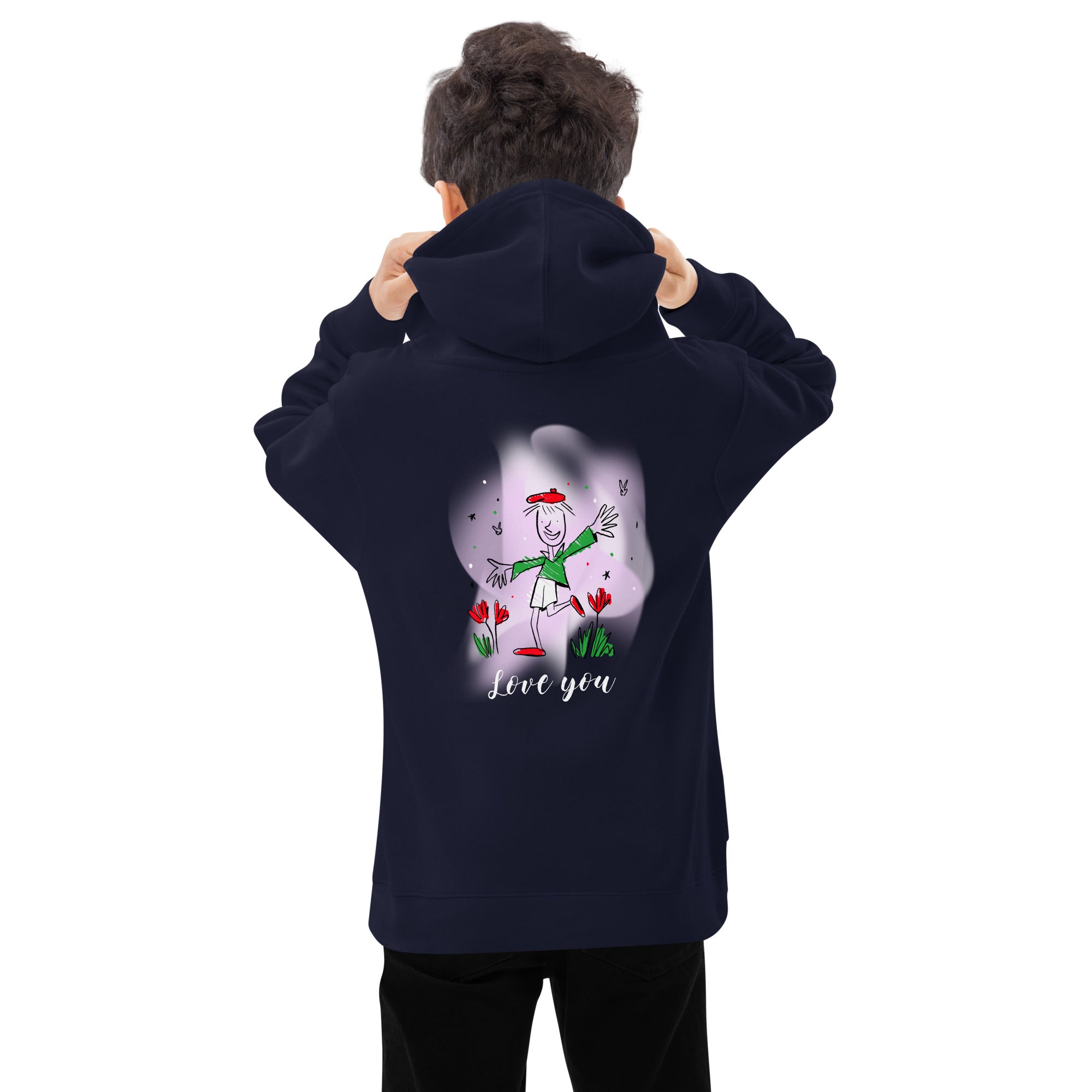 Love you - Kids fleece hoodie (back print)