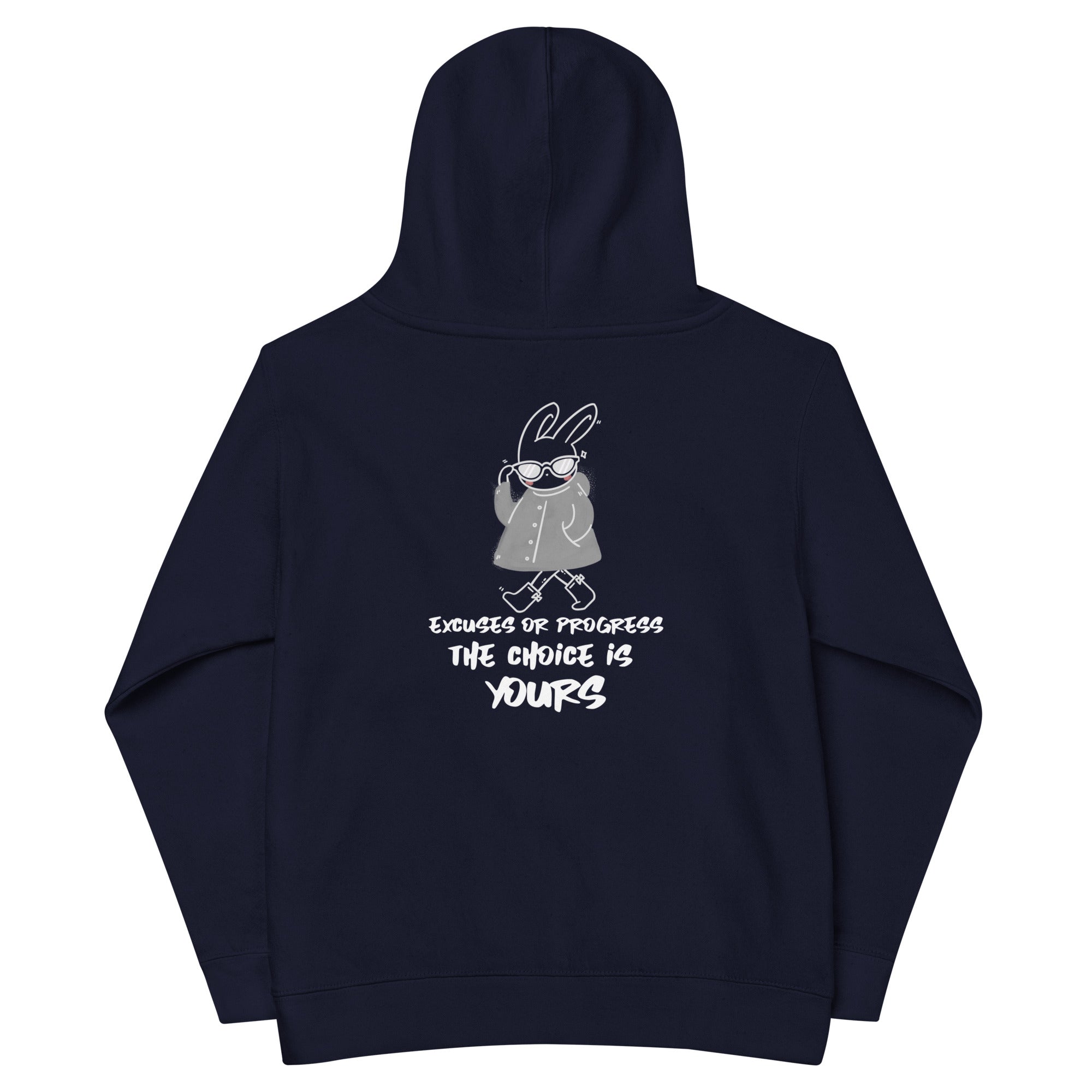 Excuses or Progress, the choice is yours - Kids fleece hoodie (back print)