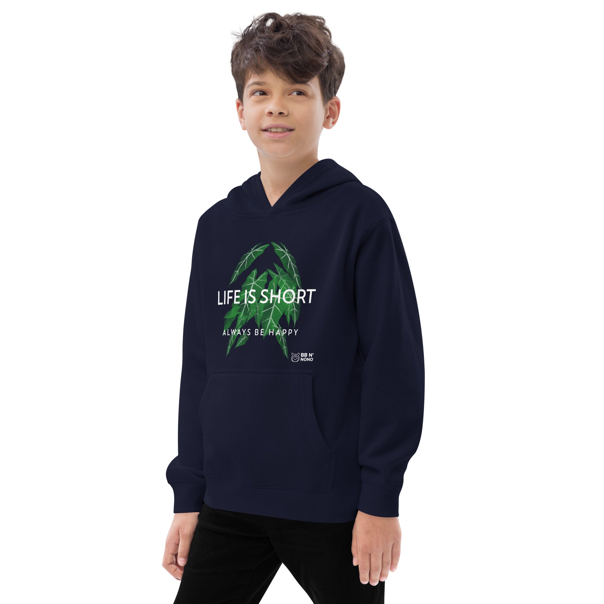 Life is short, always be happy - Kids fleece hoodie