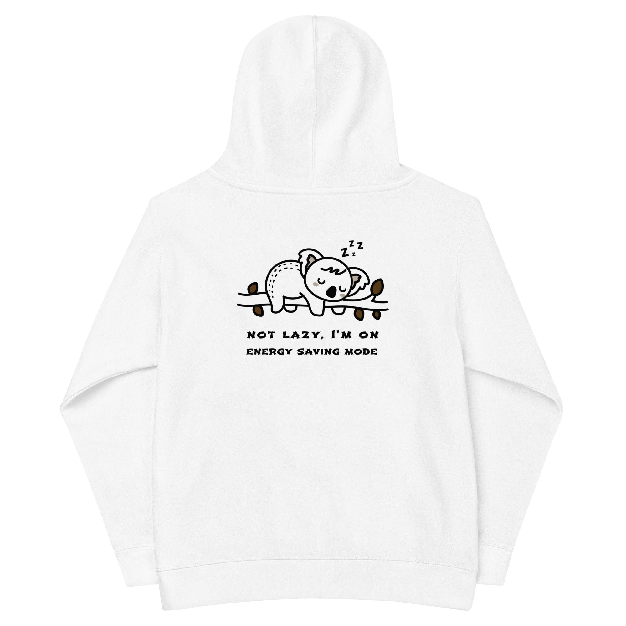 Not lazy, I'm on energy saving mode - Kids fleece hoodie (back print)