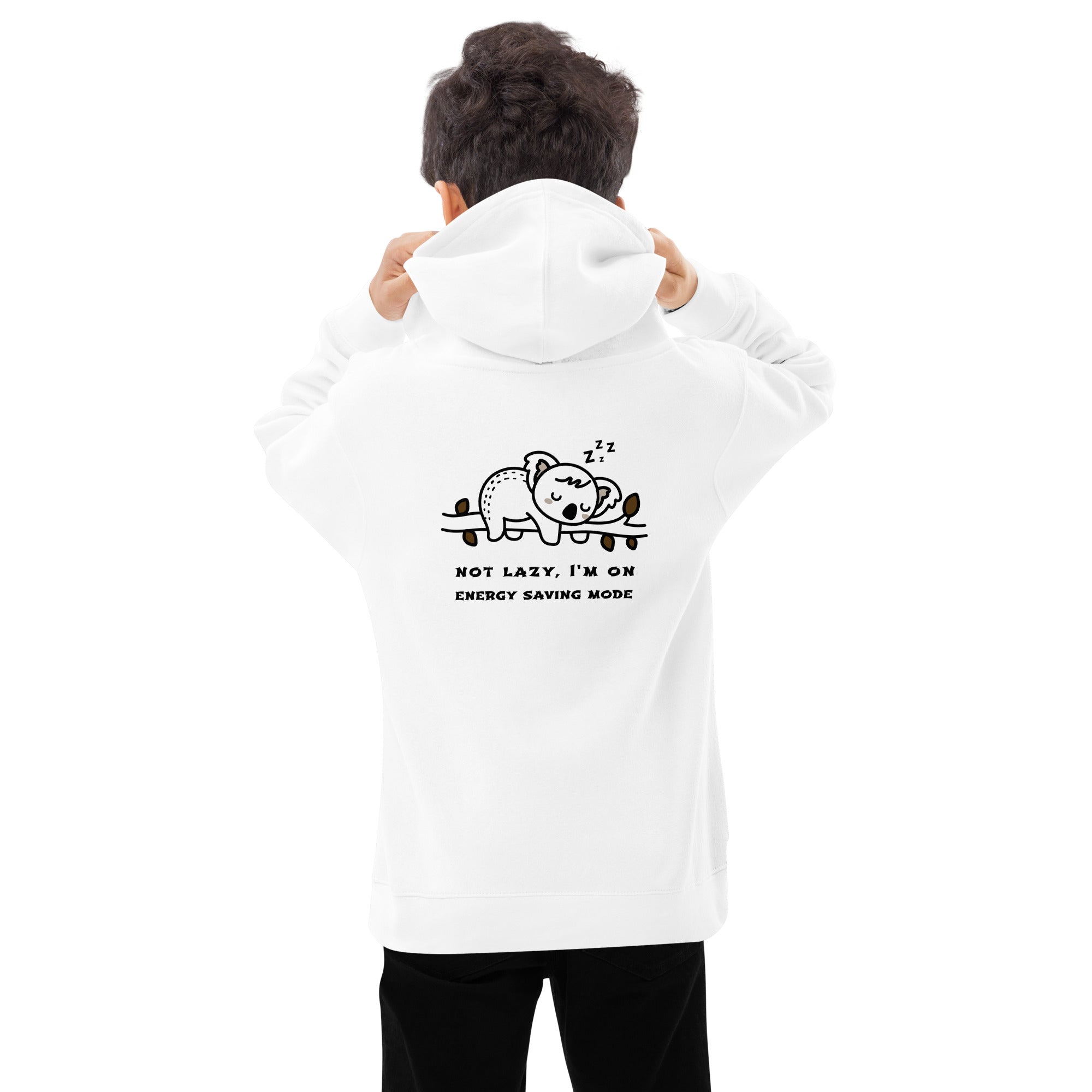 Not lazy, I'm on energy saving mode - Kids fleece hoodie (back print)