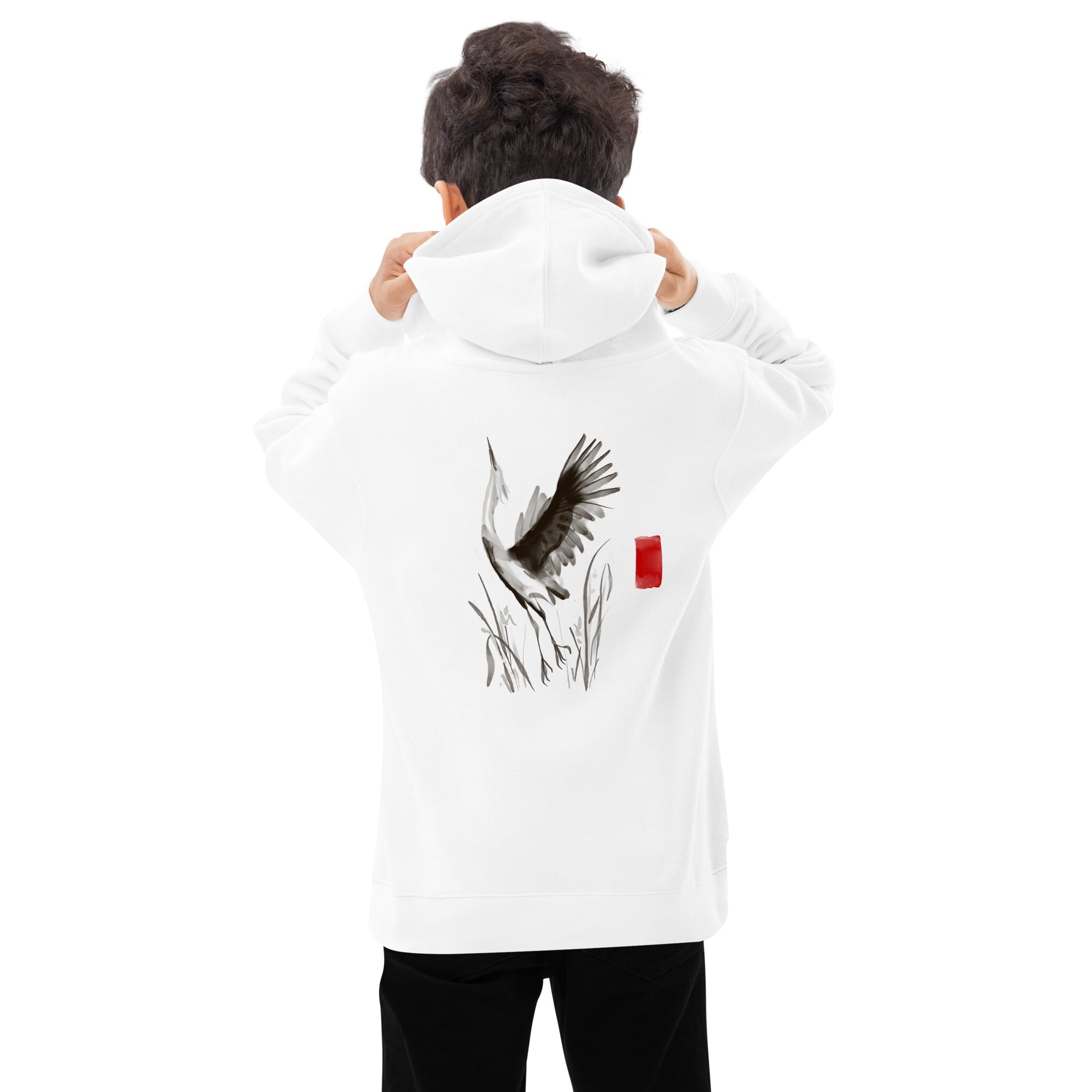 Sumi-e style - Kids fleece hoodie (back print)