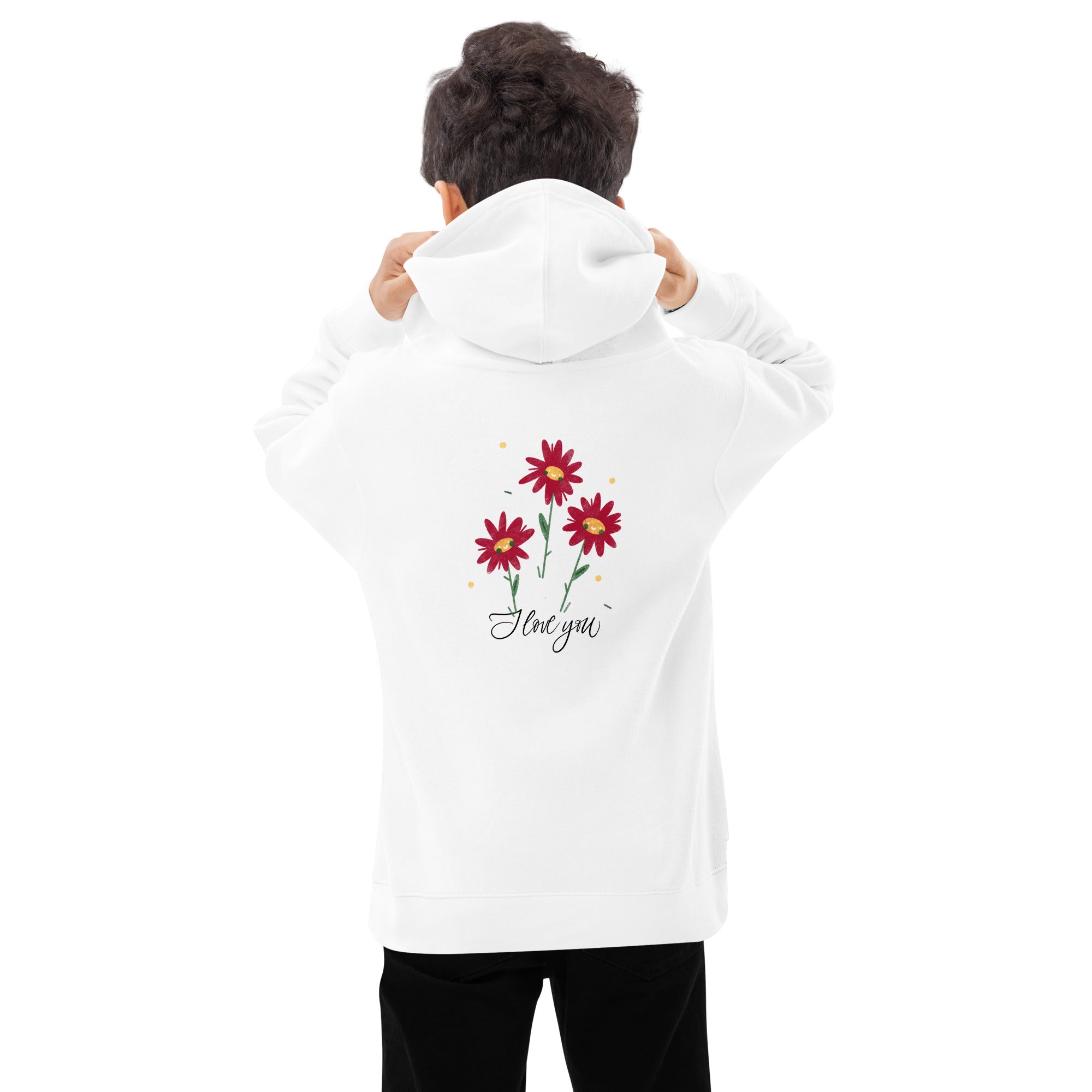 I love you - Kids fleece hoodie (back print)