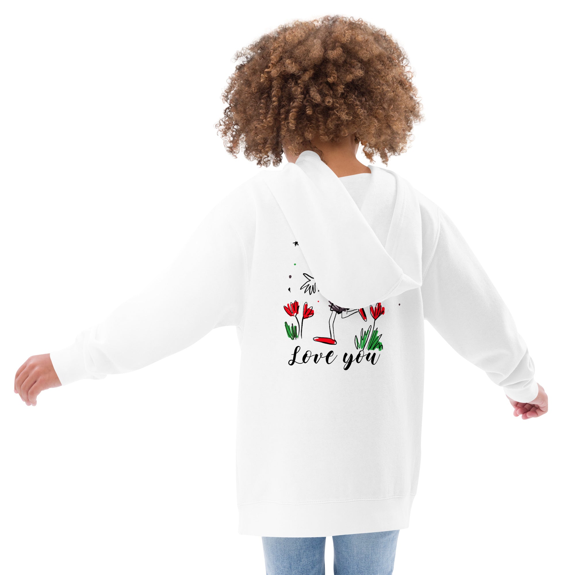 Love you - Kids fleece hoodie (back print)