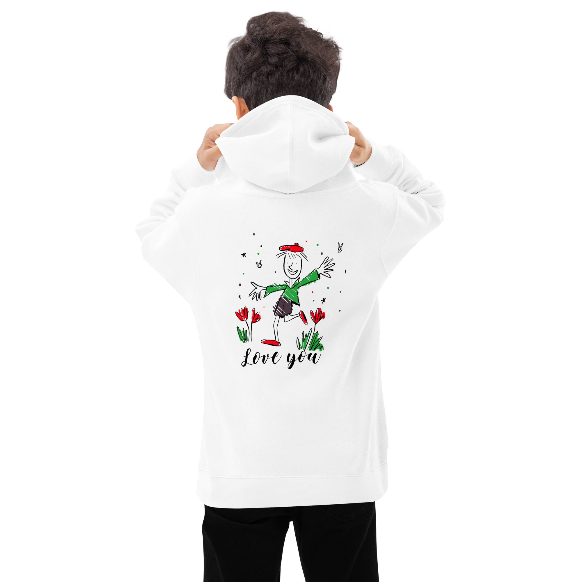 Love you - Kids fleece hoodie (back print)