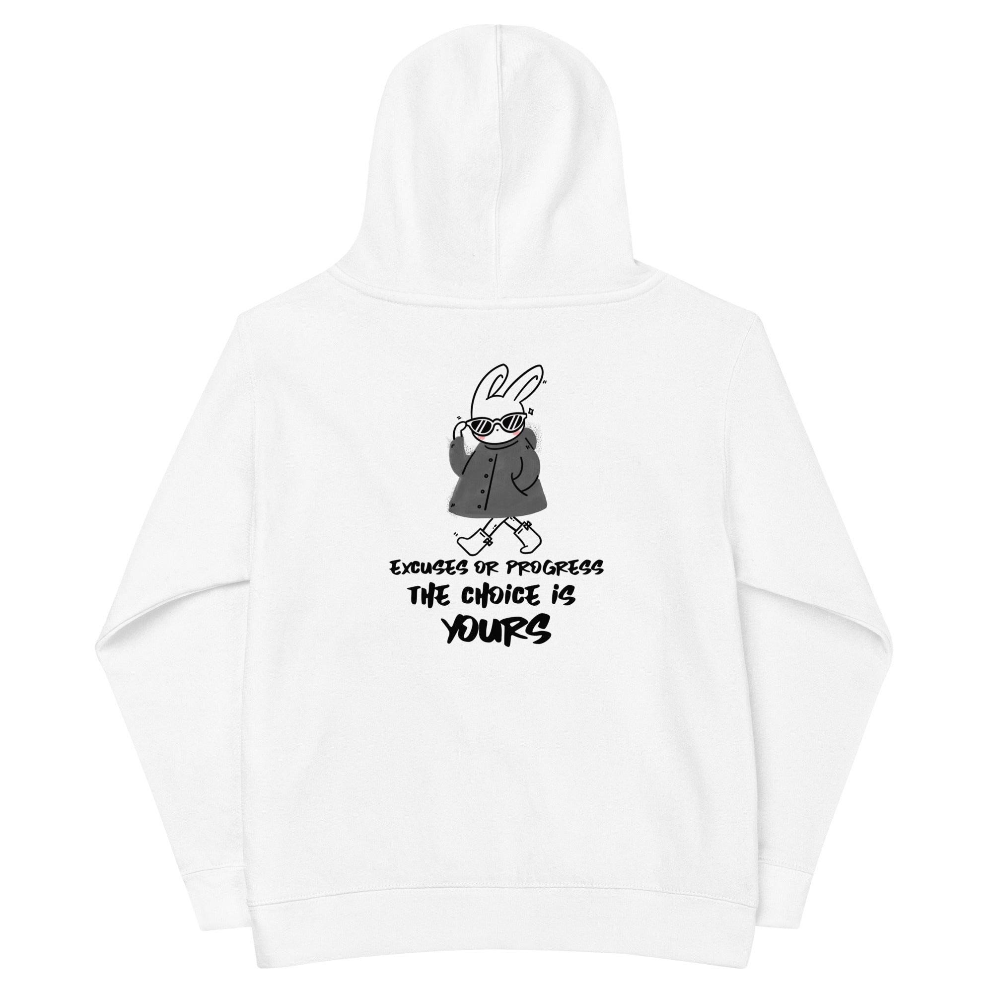 Excuses or Progress, the choice is yours - Kids fleece hoodie (back print)