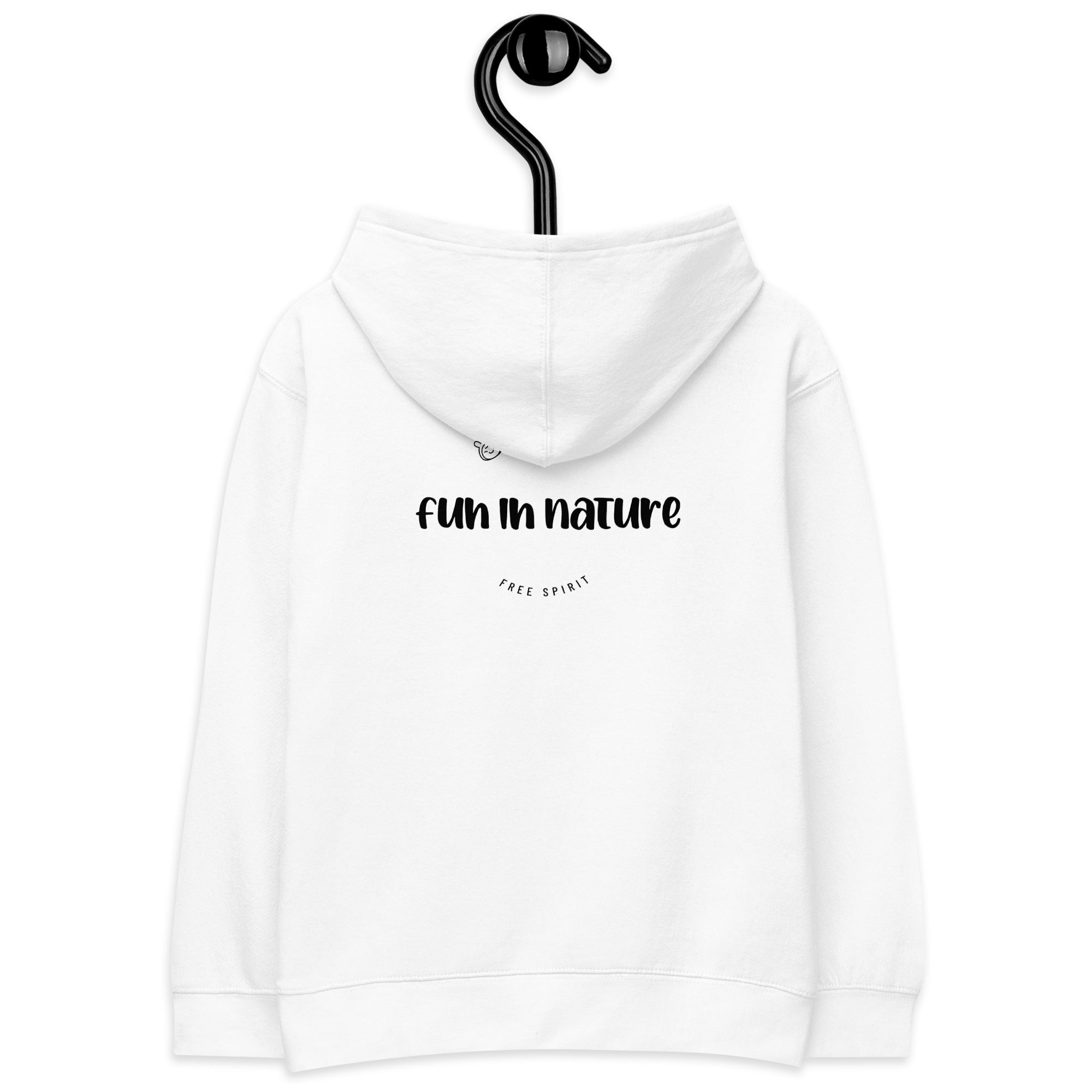 Fun in nature with logo - Kids fleece hoodie (back print)