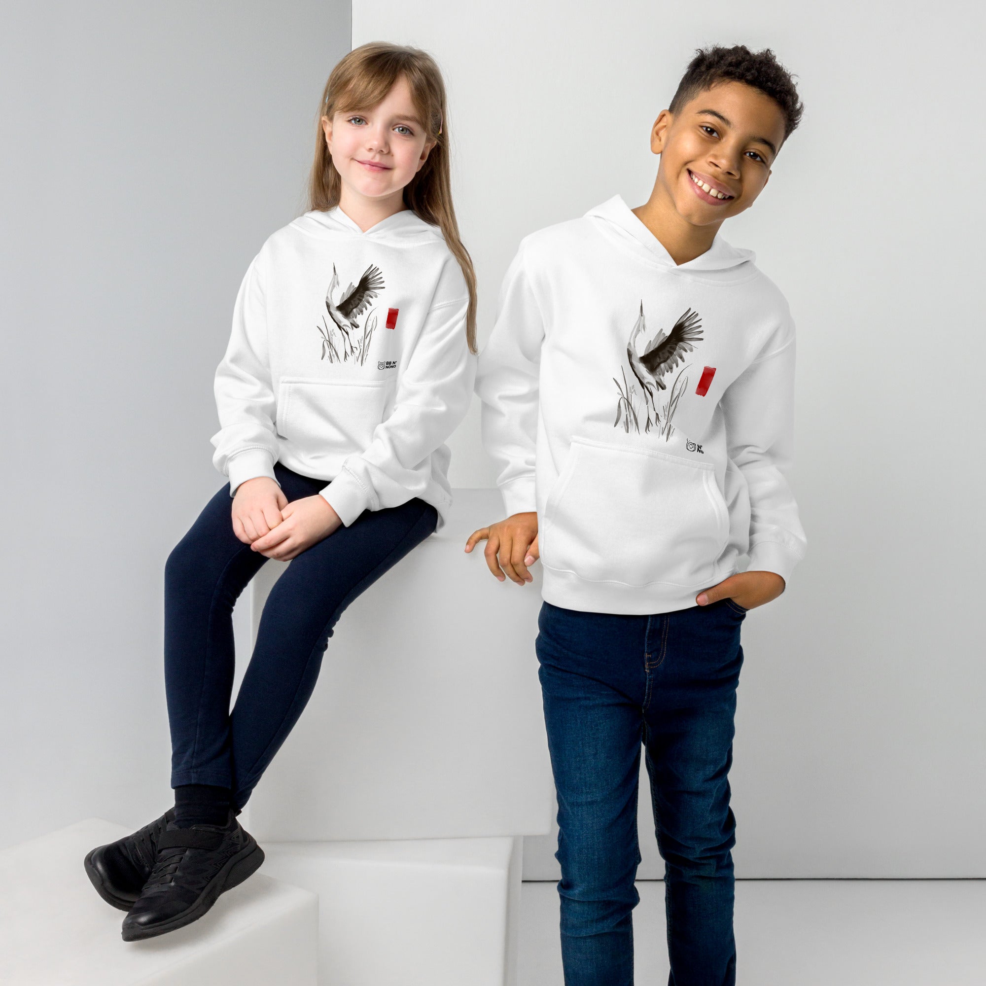 Sumi-e style - Kids fleece hoodie