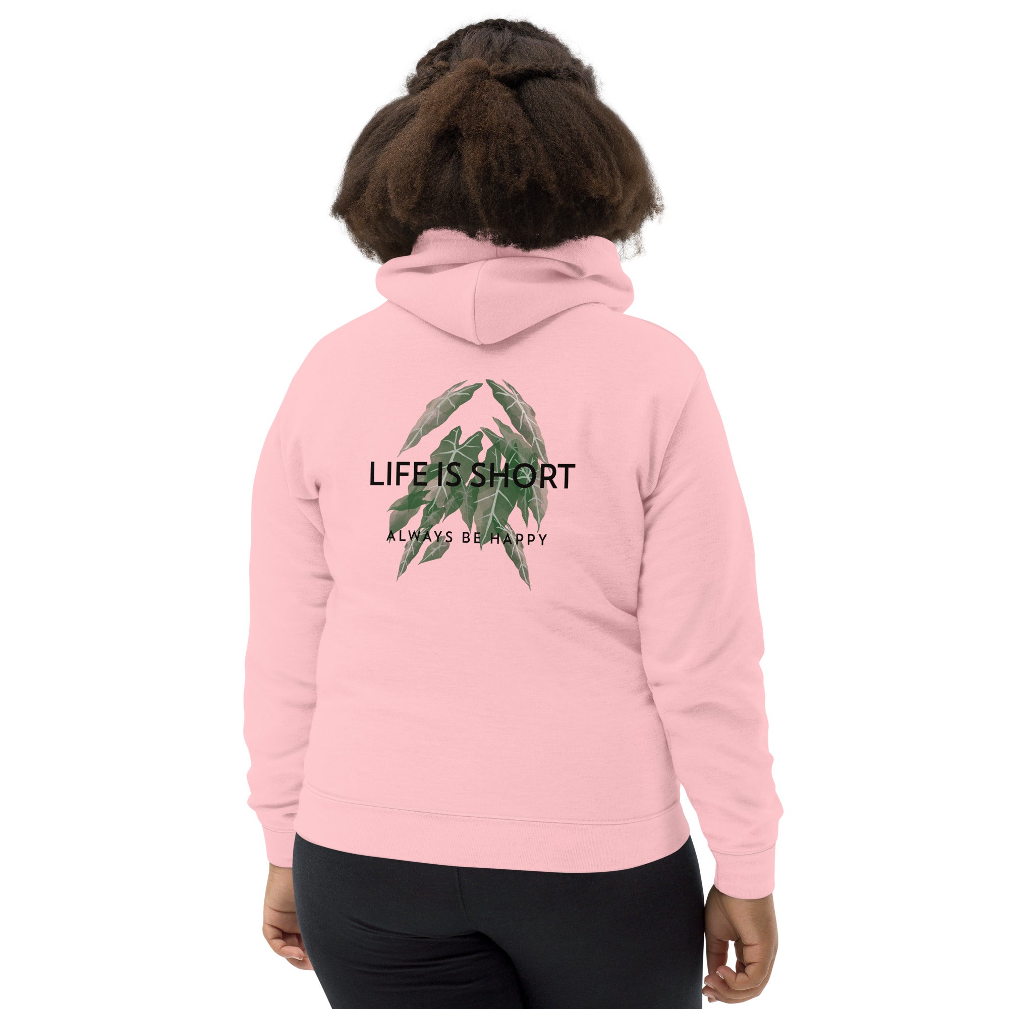 Life is short, always be happy - Kids Hoodie (back print)