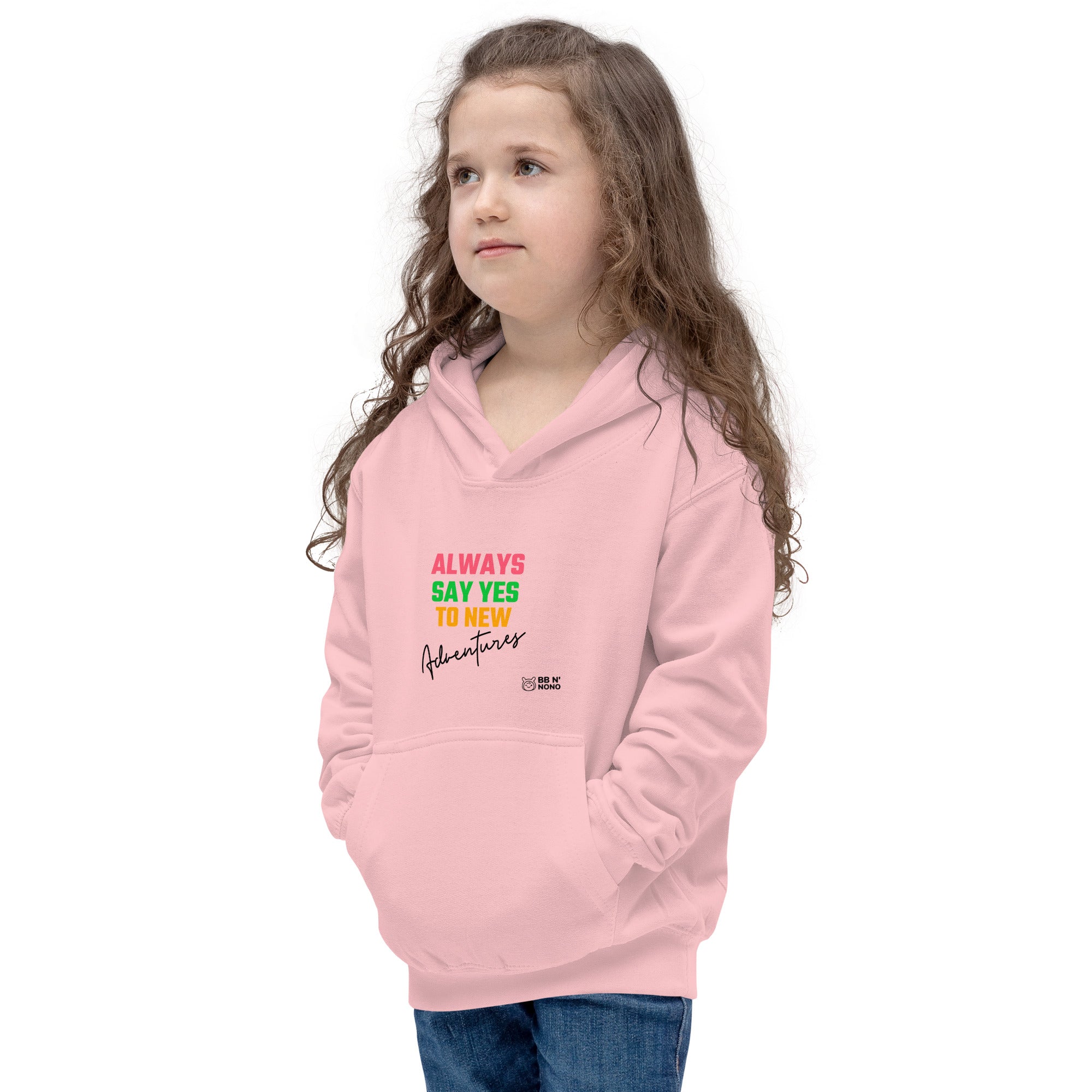 Always say yes to new, adventurer - Kids Hoodie (rainbow)