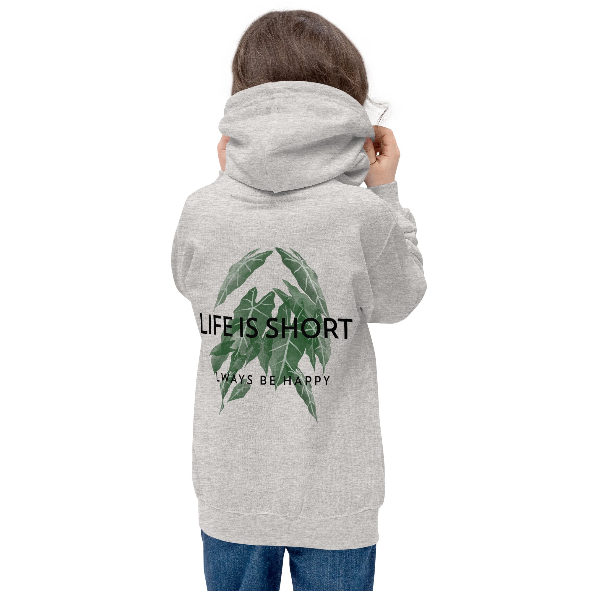 Life is short, always be happy - Kids Hoodie (back print)