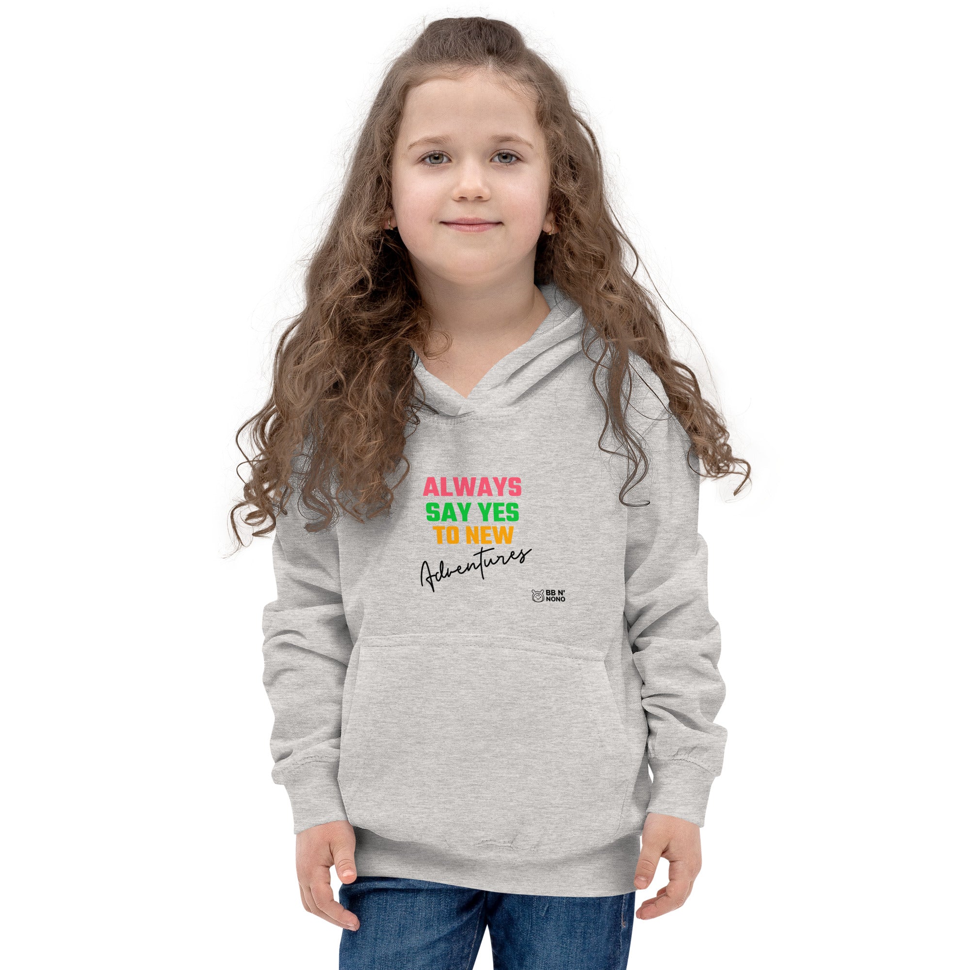 Always say yes to new, adventurer - Kids Hoodie (rainbow)