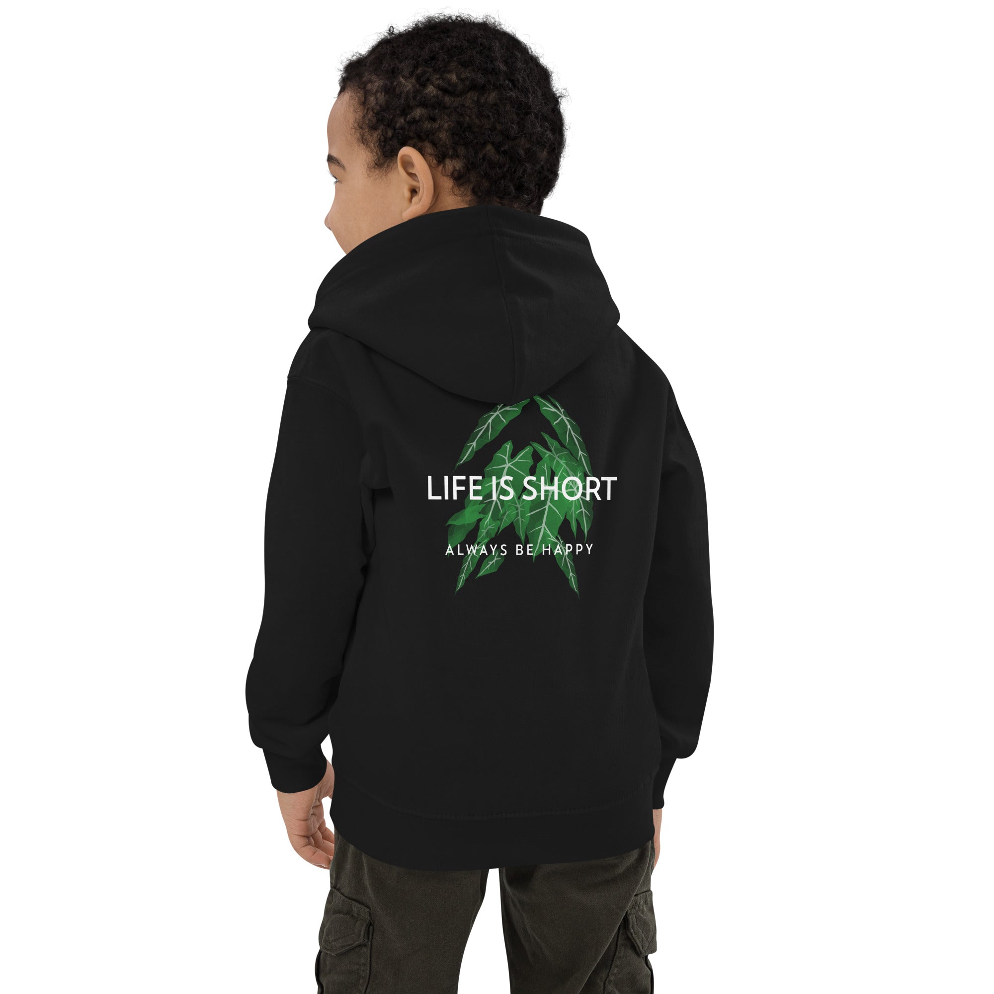 Life is short, always be happy - Kids Hoodie (back print)