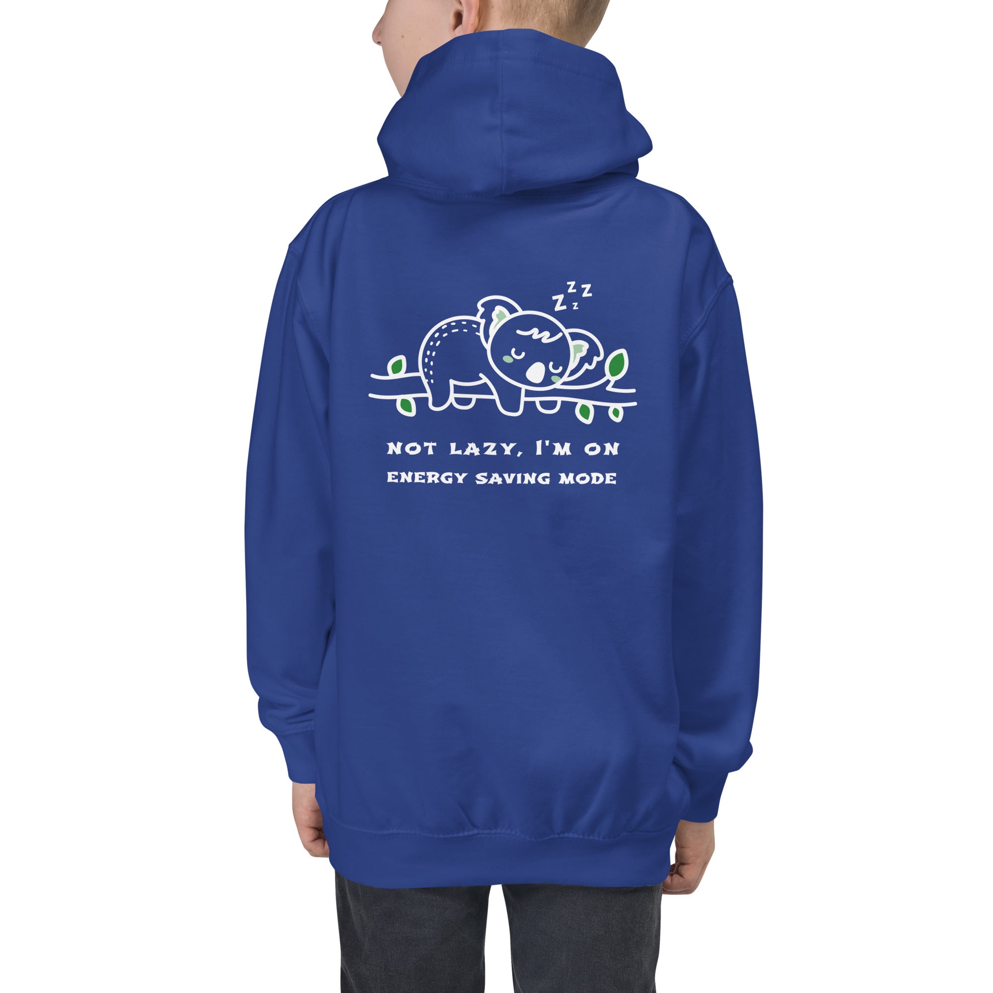 Not lazy, I'm on energy saving mode - Kids Hoodie (back print)