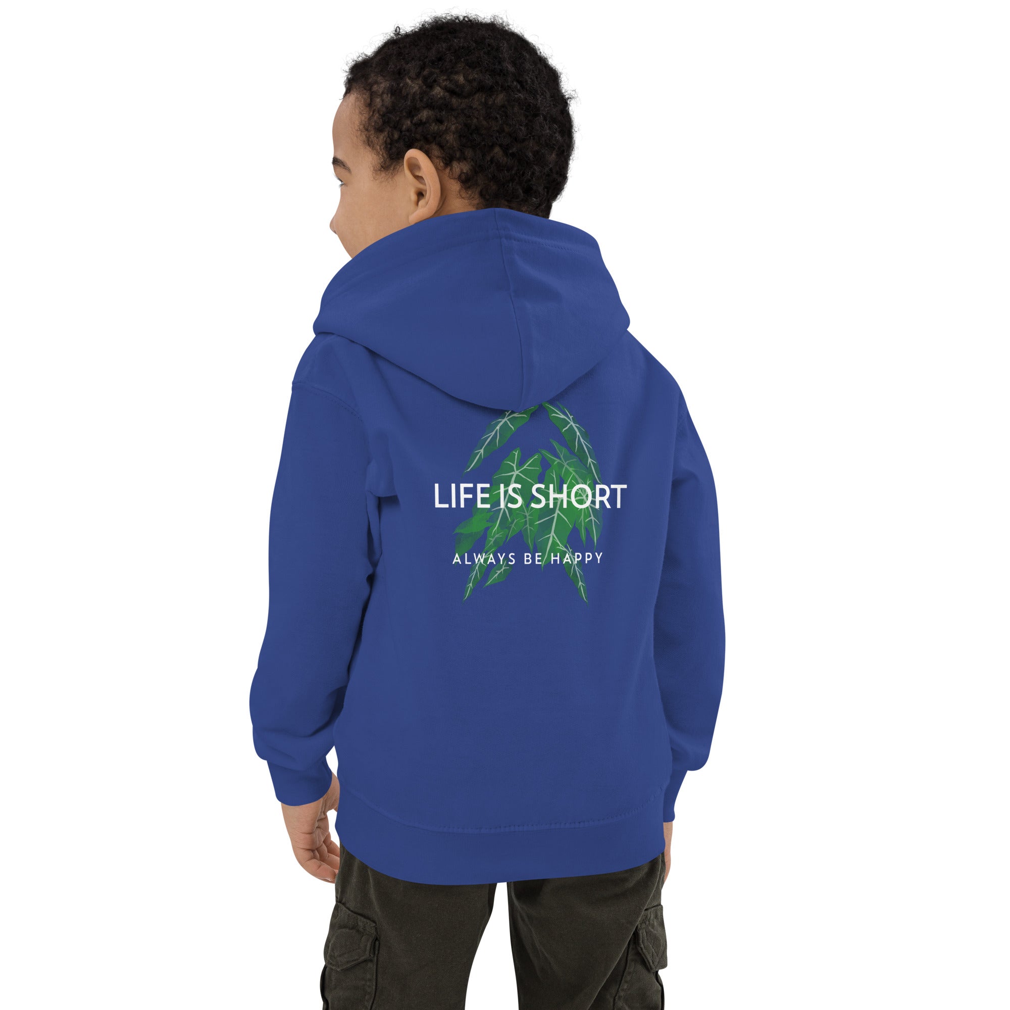 Life is short, always be happy - Kids Hoodie (back print)