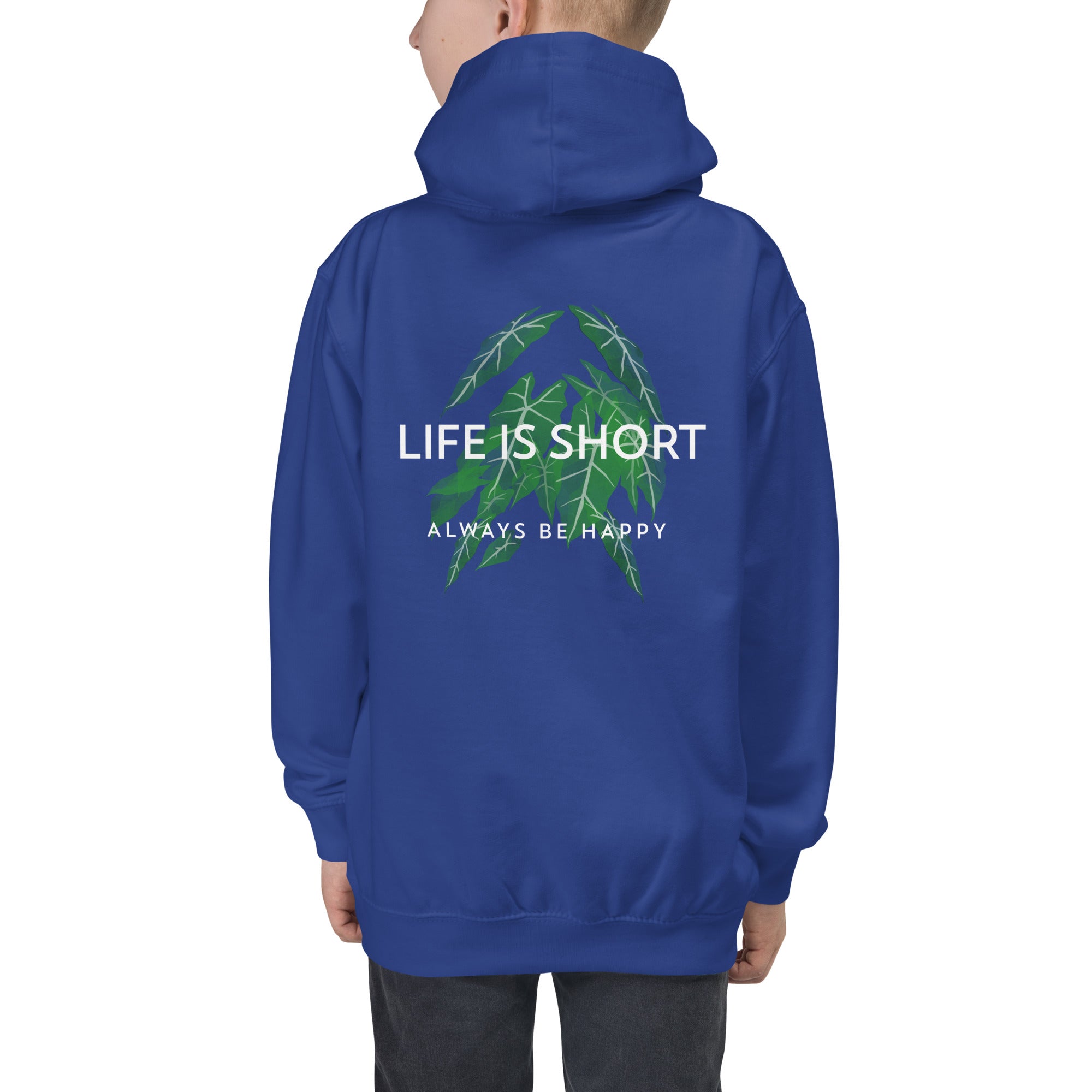 Life is short, always be happy - Kids Hoodie (back print)