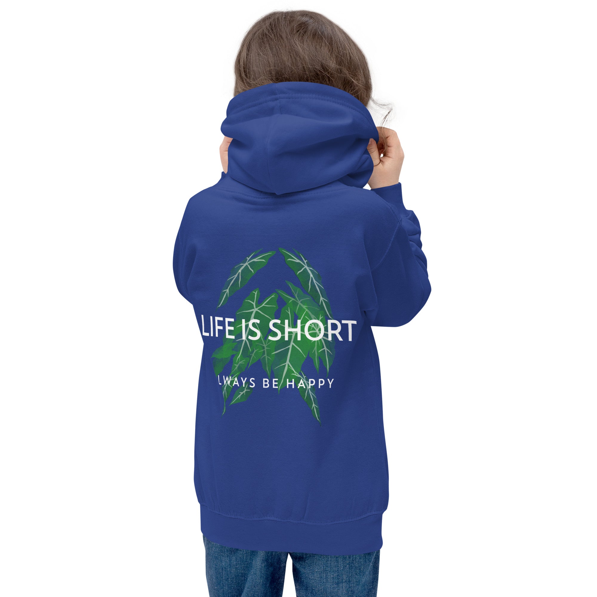 Life is short, always be happy - Kids Hoodie (back print)