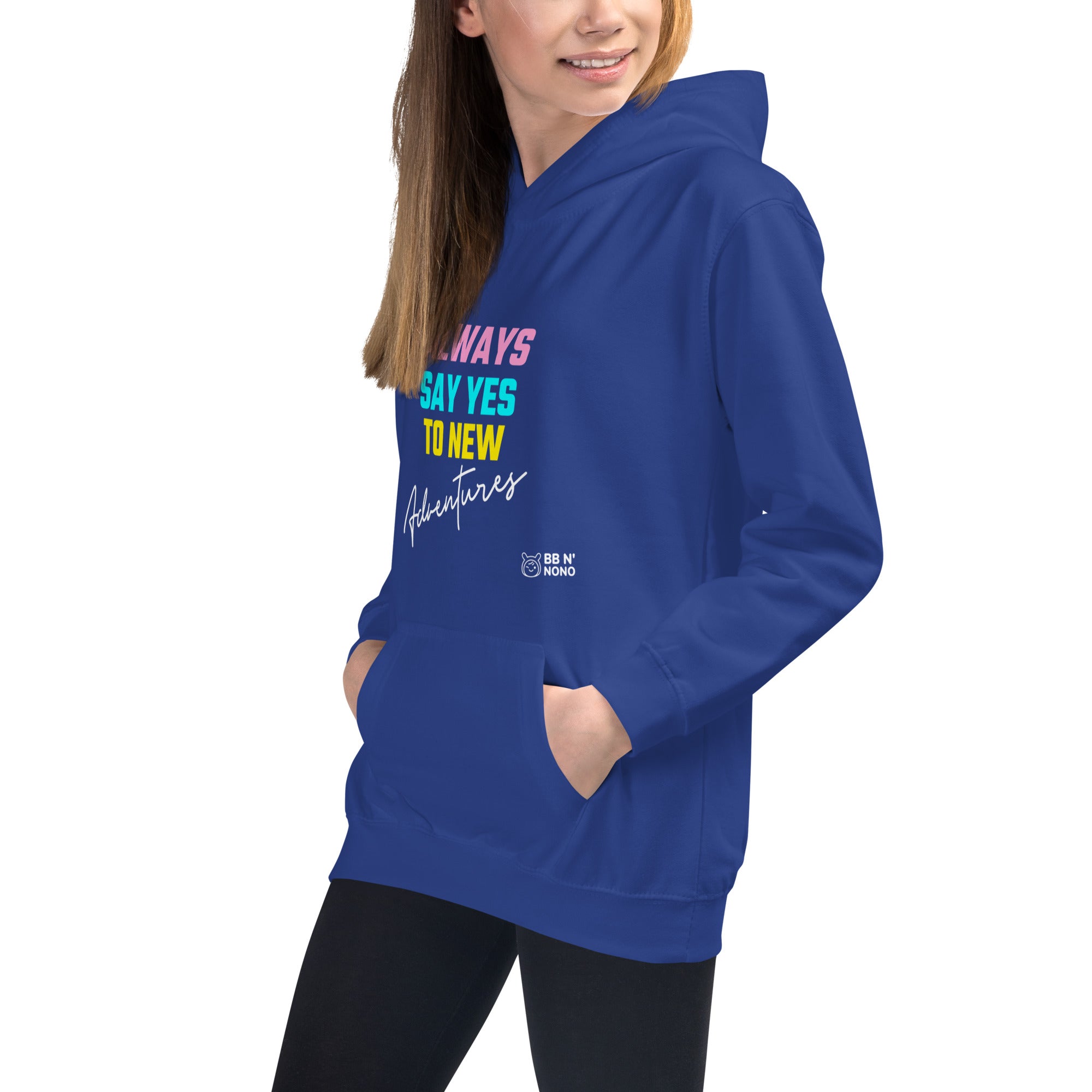 Always say yes to new, adventurer - Kids Hoodie (rainbow)