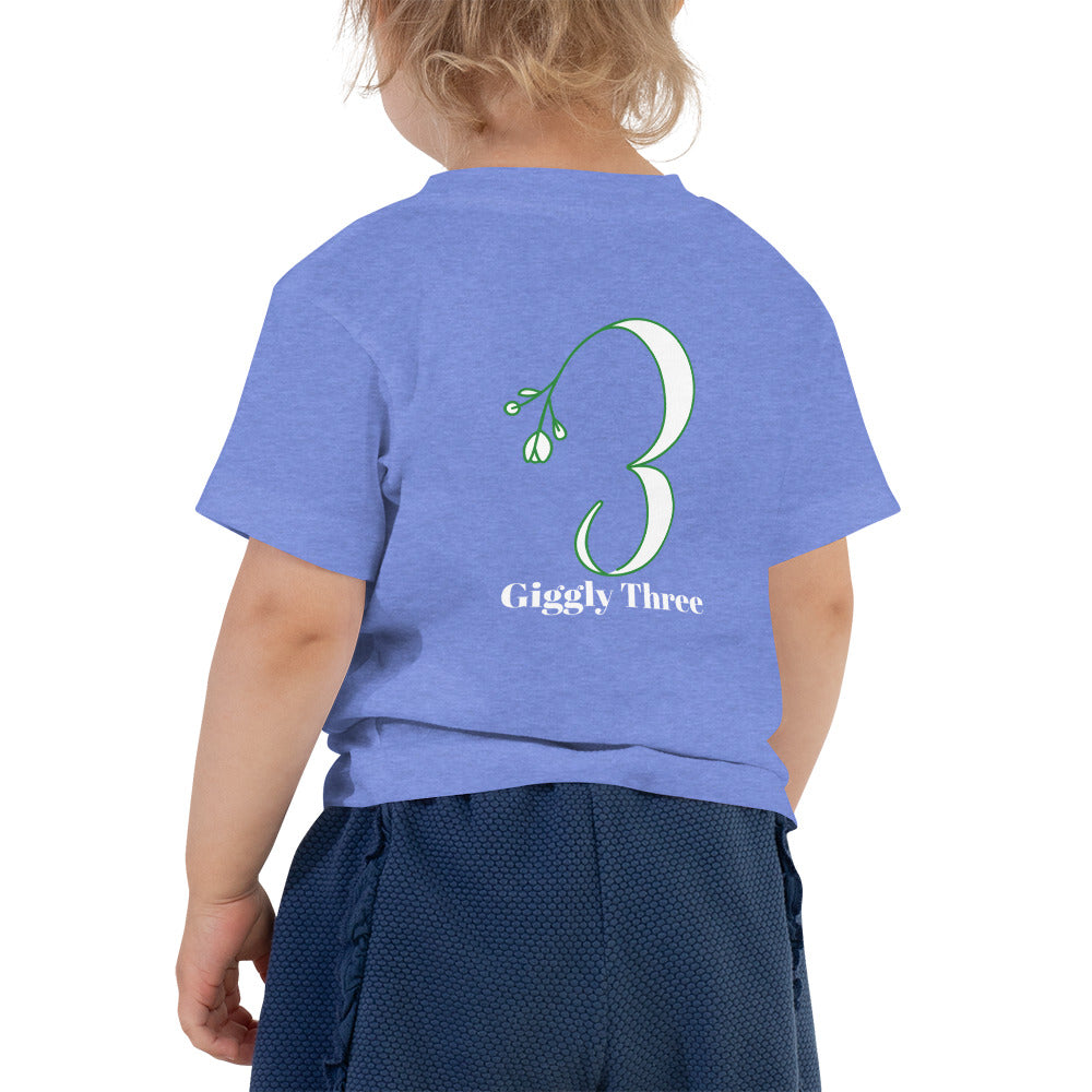 Giggly Three - Toddler Short Sleeve Tee (back print)